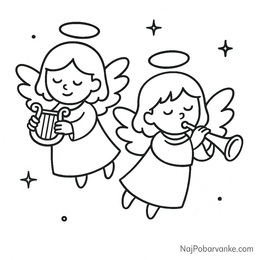Pobarvanka Angelčki z zlatimi krili