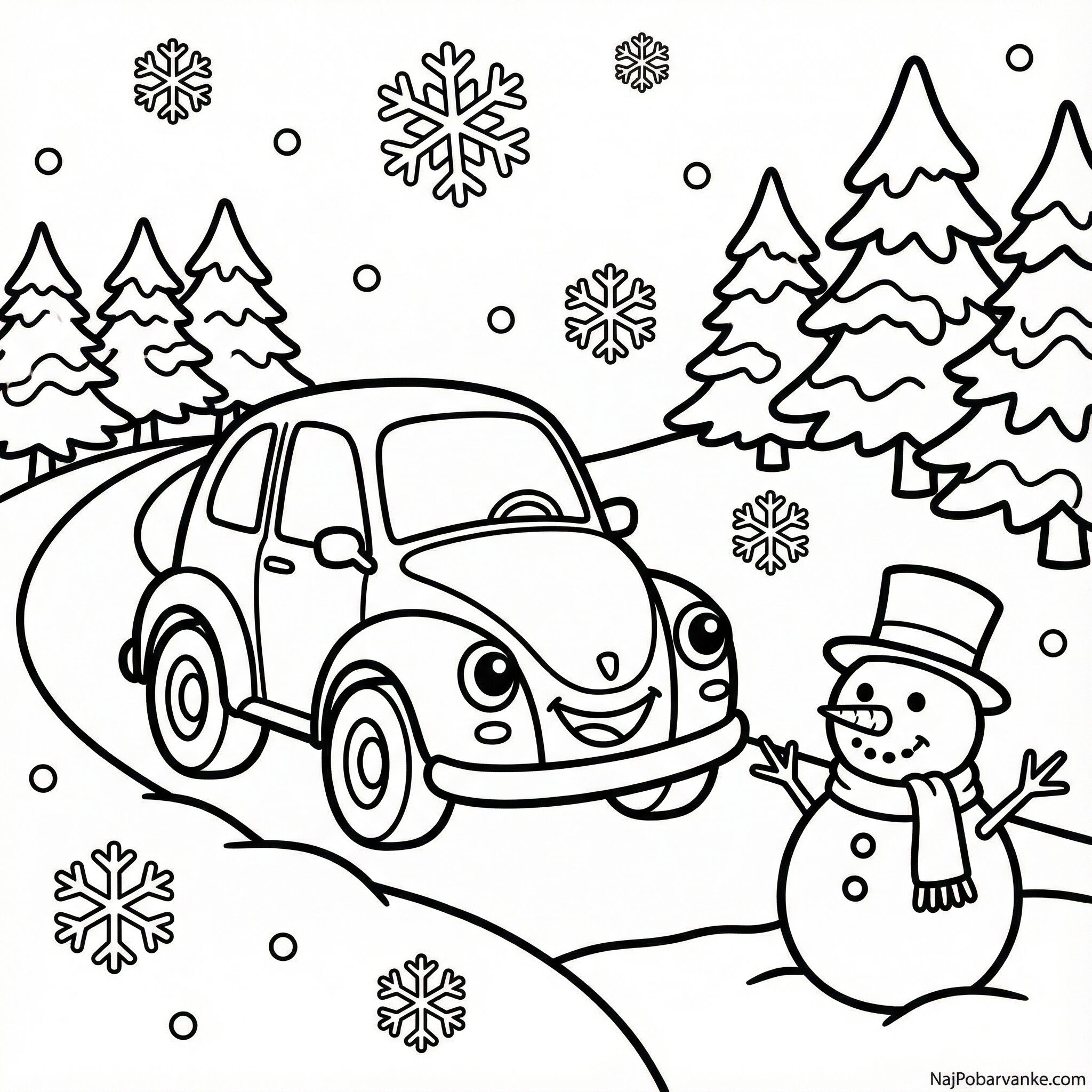 Pobarvanka Avto pozimi