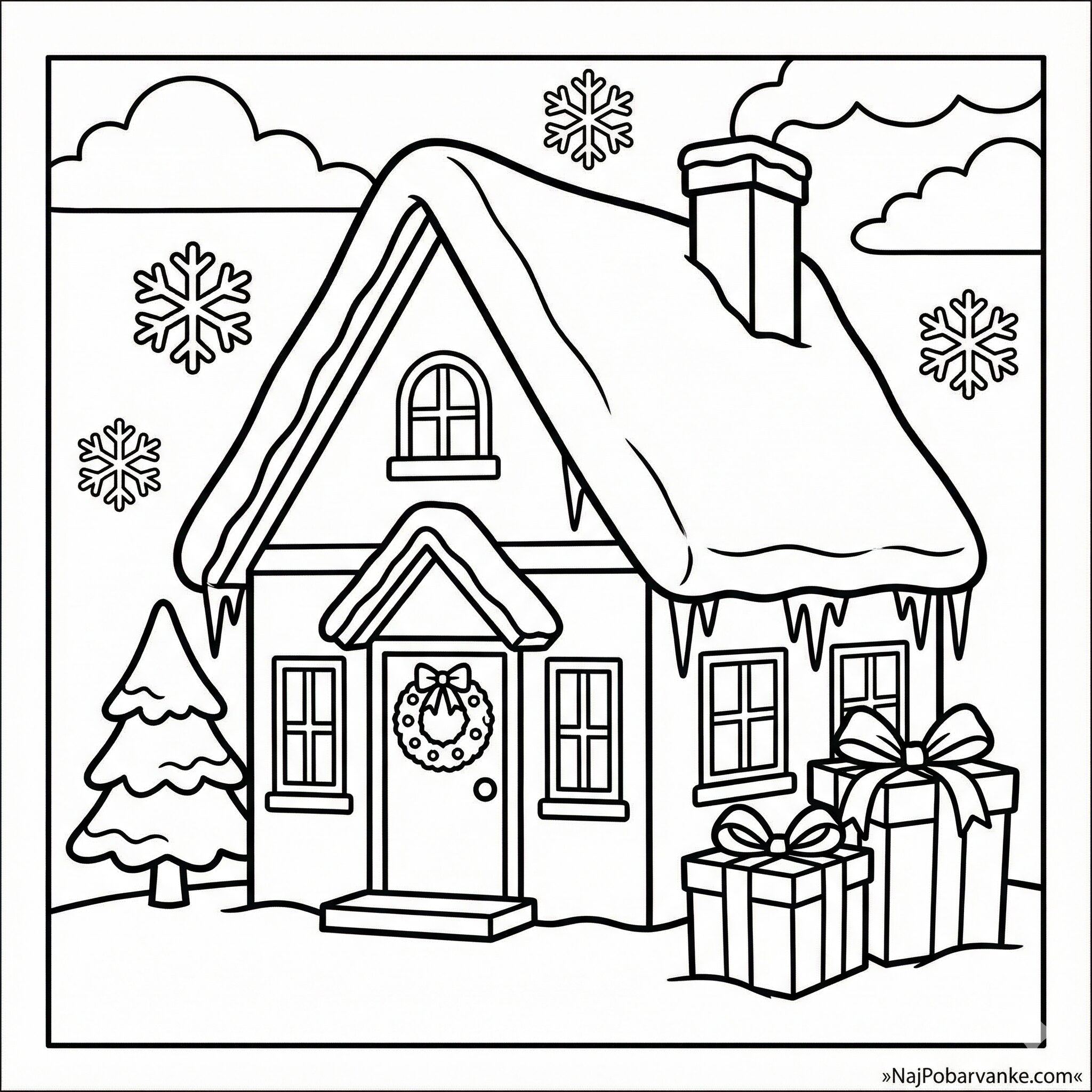 Pobarvanka Božična hiška