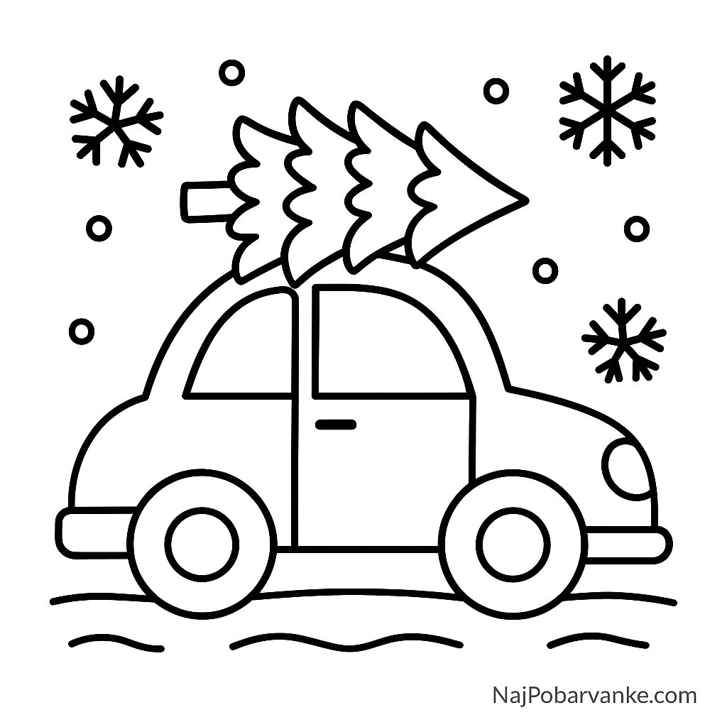 Pobarvanka Božični avtomobilček