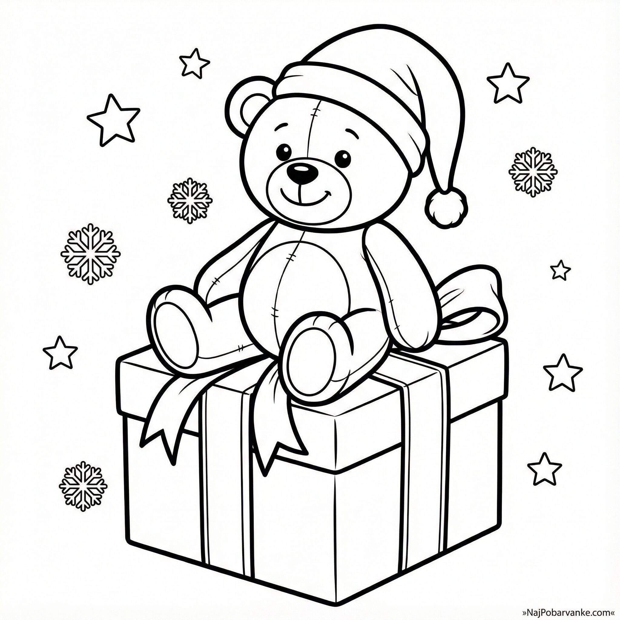 Pobarvanka Božični medvedek