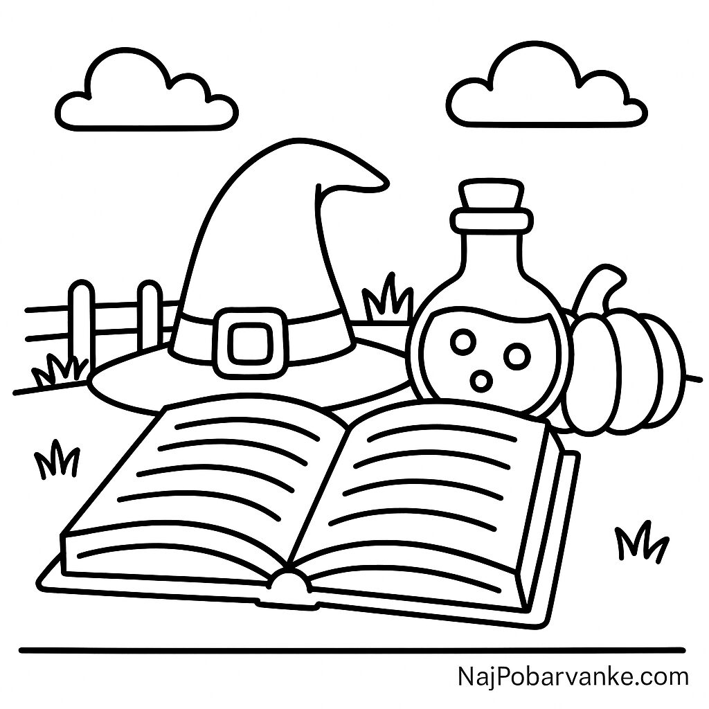 Pobarvanka Čarovniška knjiga in napoj