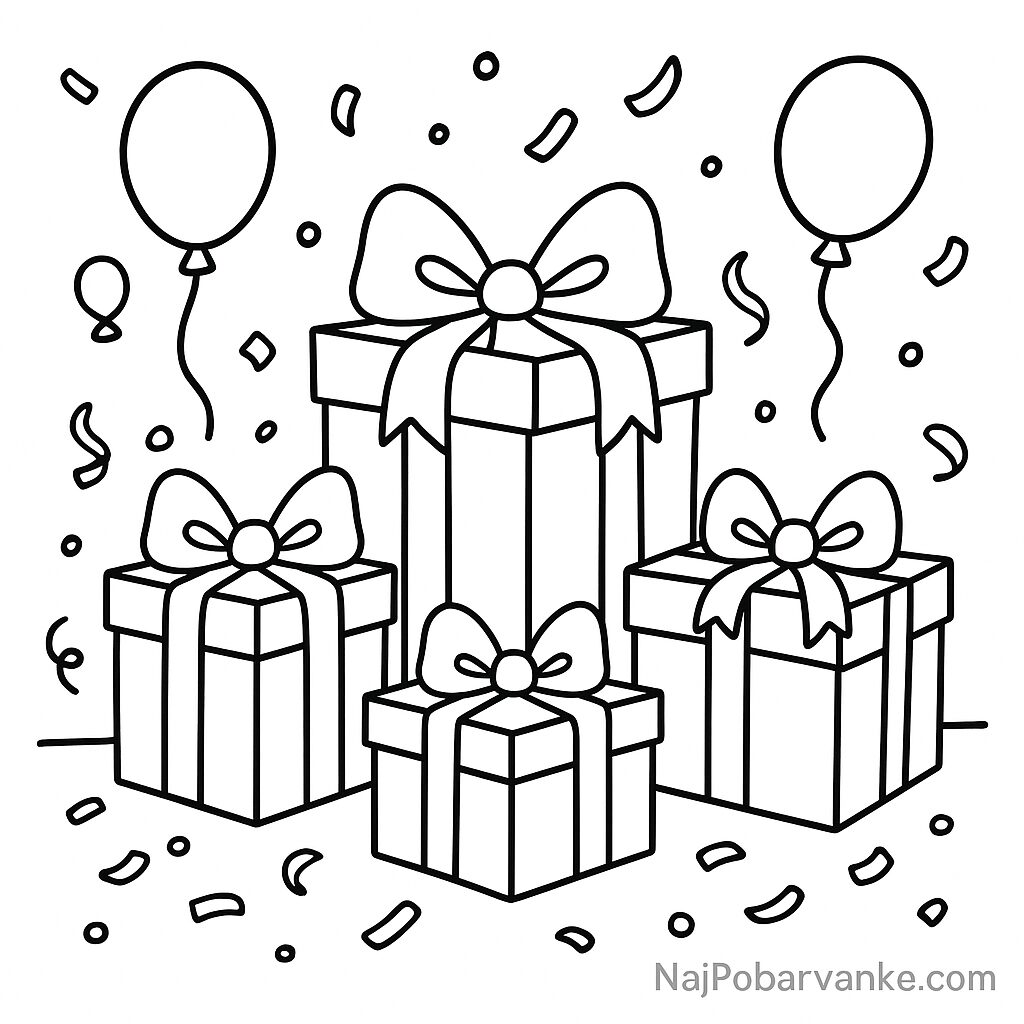 Pobarvanka Darila z mašnicami