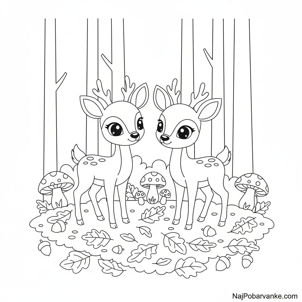 Dve srni v jesenskem gozdu