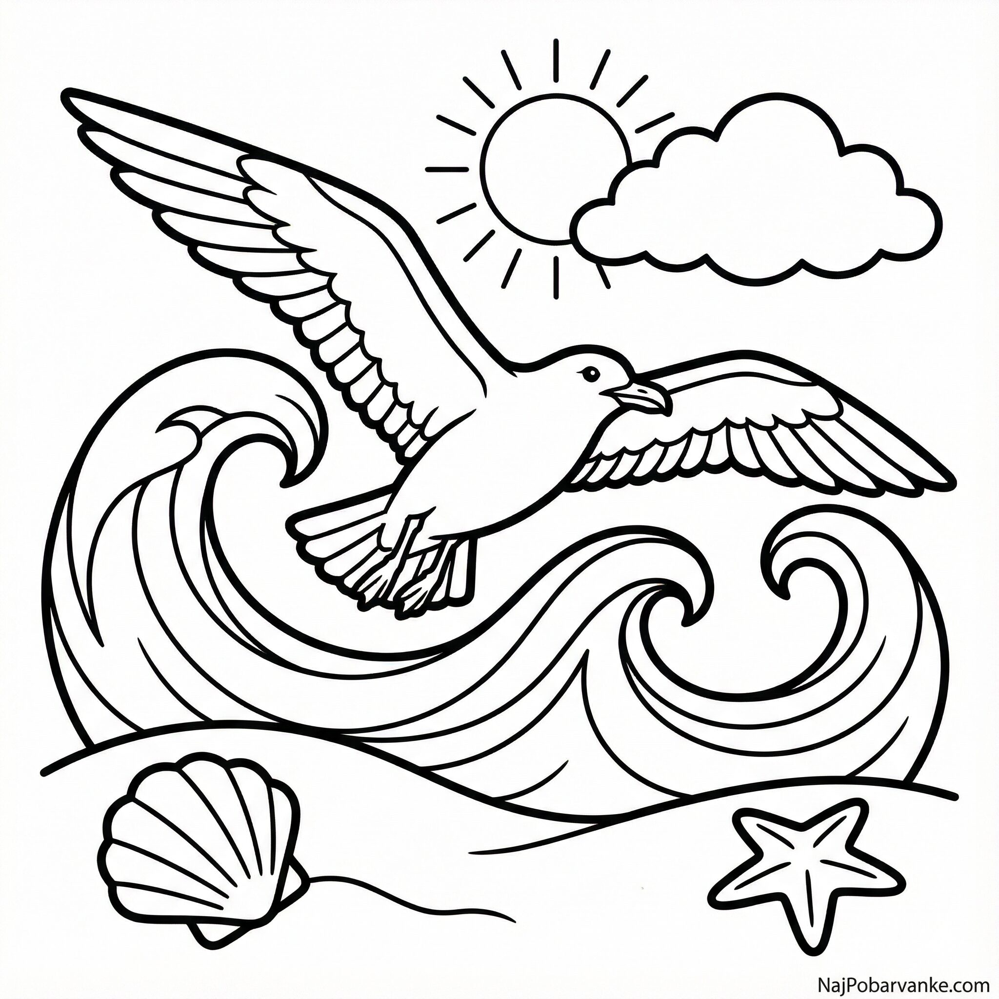 Pobarvanka Galeb nad morjem