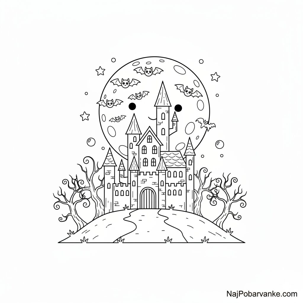 Pobarvanka Grad z netopirji