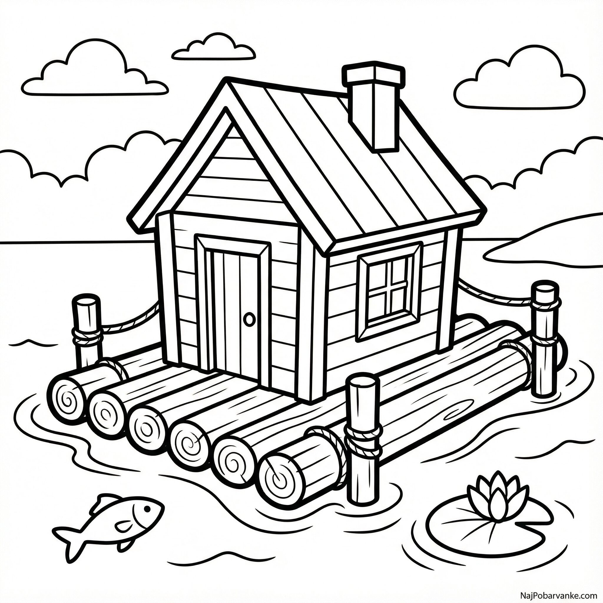 Pobarvanka Hišica na splavu