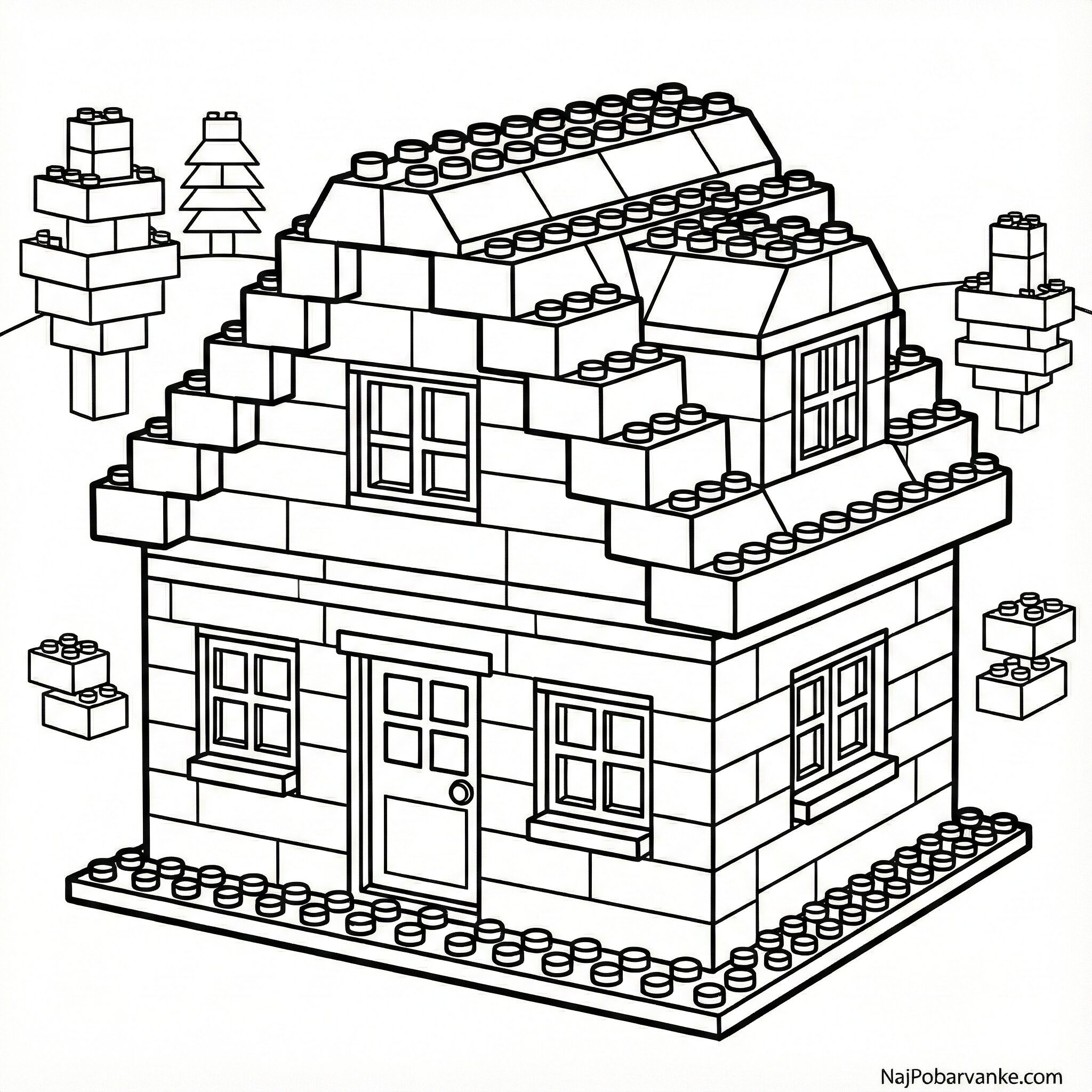 Pobarvanka Hiša iz lego kock