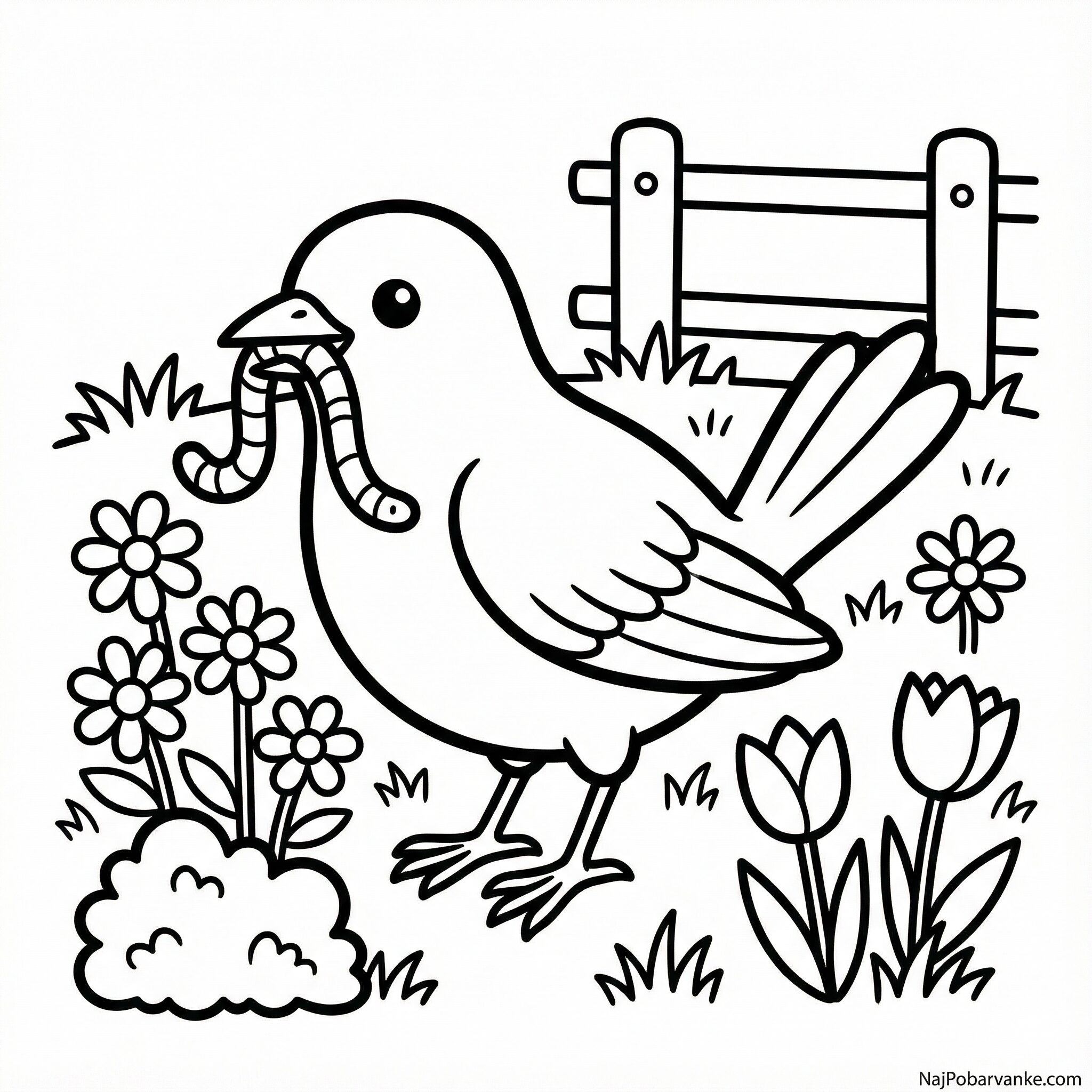 Pobarvanka ptiček poje