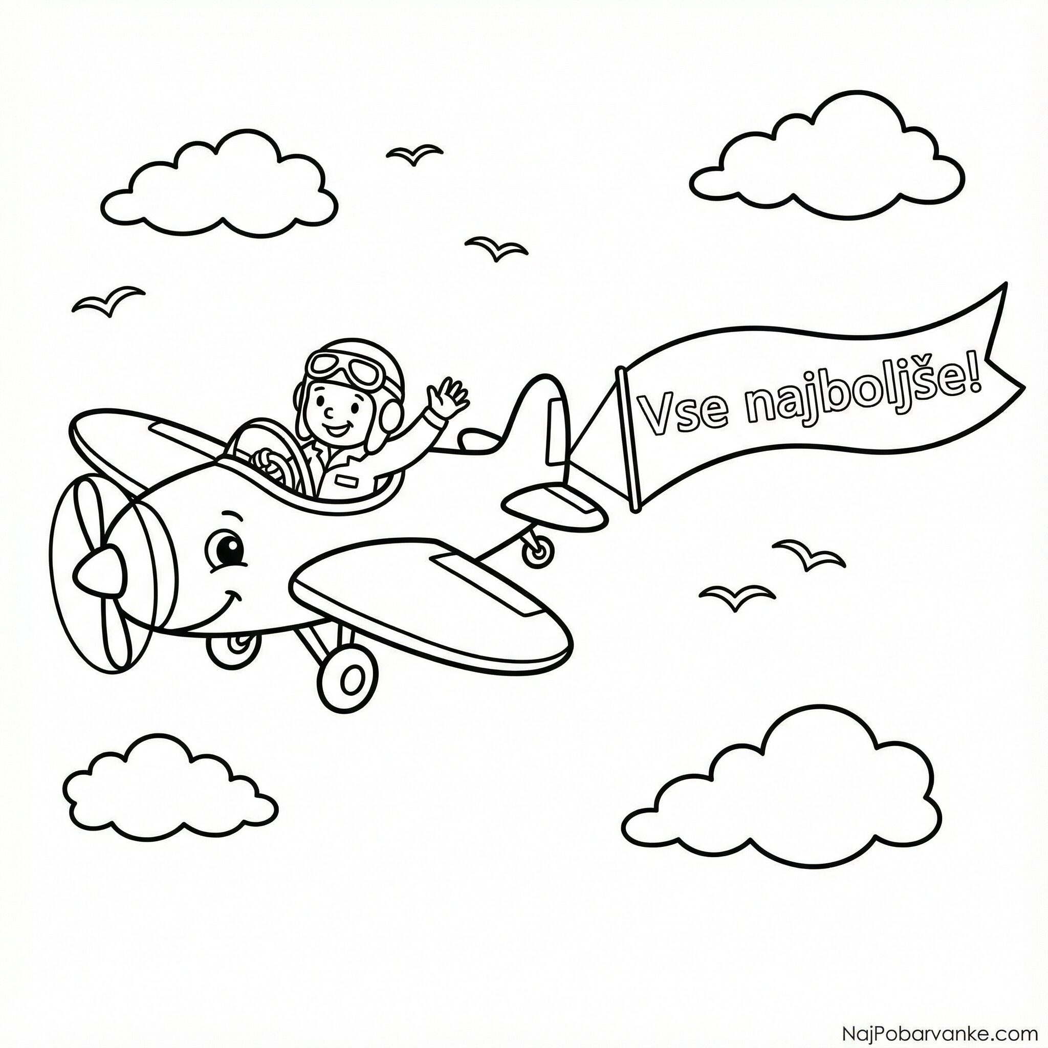 Pobarvanka Letalo s transparentom