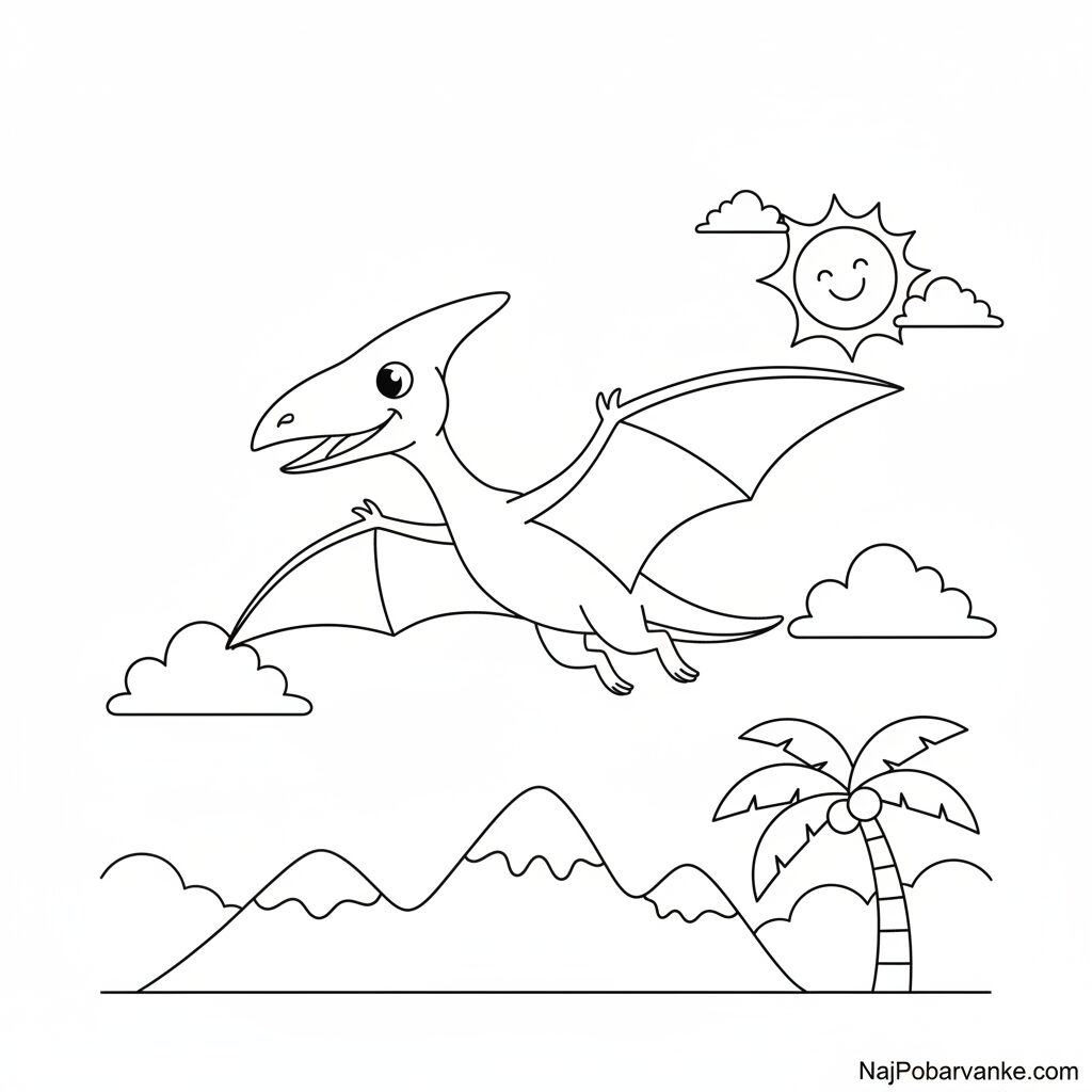 Pobarvanka Leteči pterodaktil