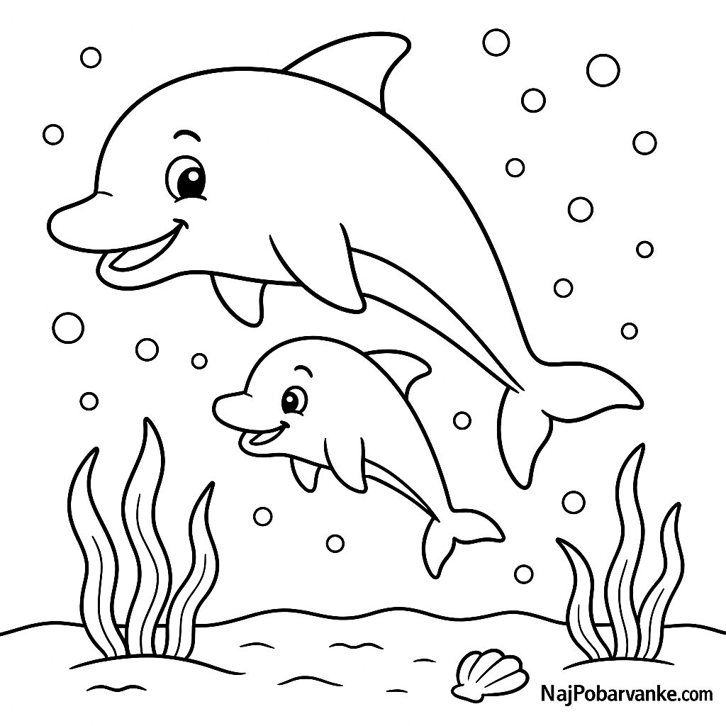 Mama delfin in mladiček