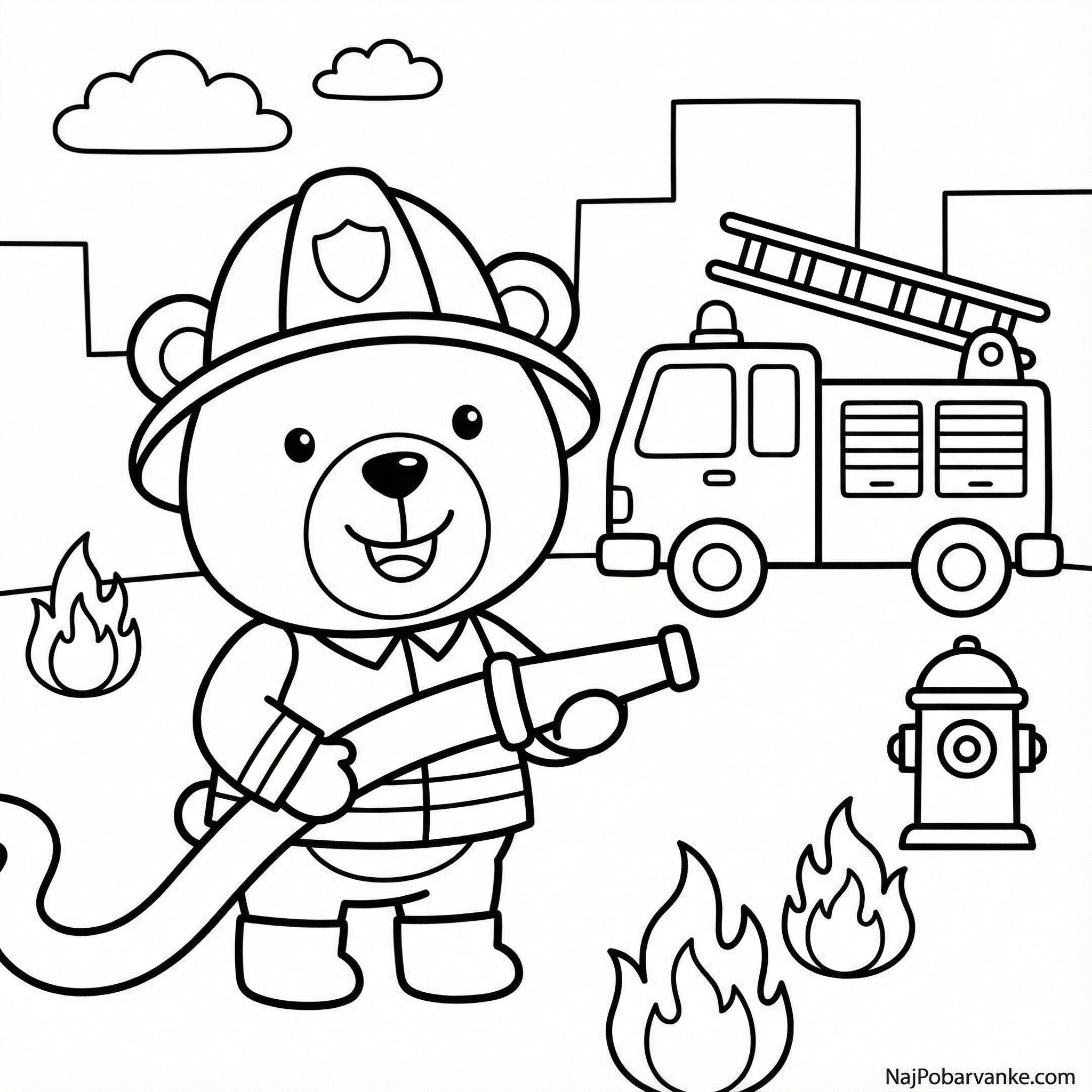 Pobarvanka Medvedek gasilec