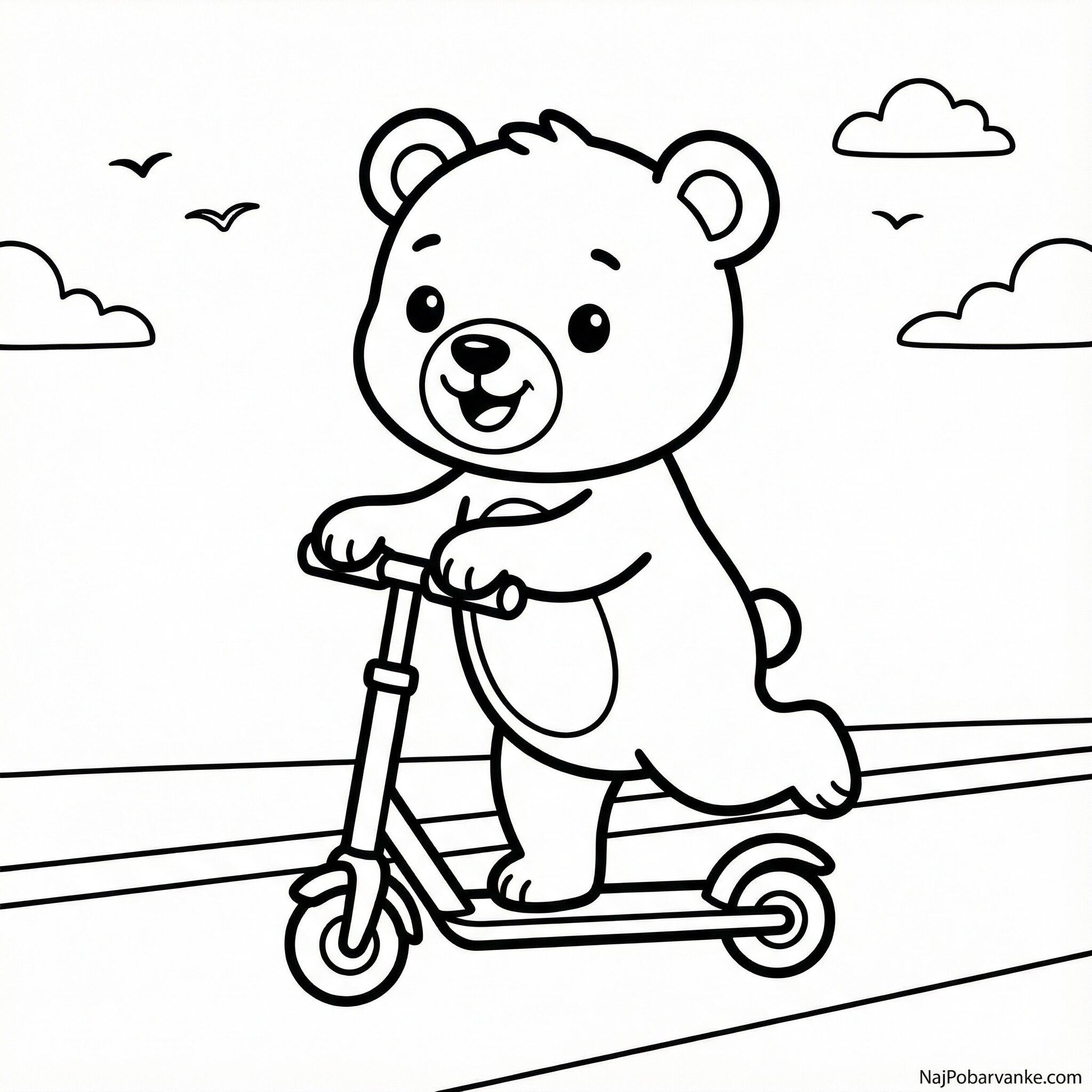 Pobarvanka Medvedek na skiroju src=