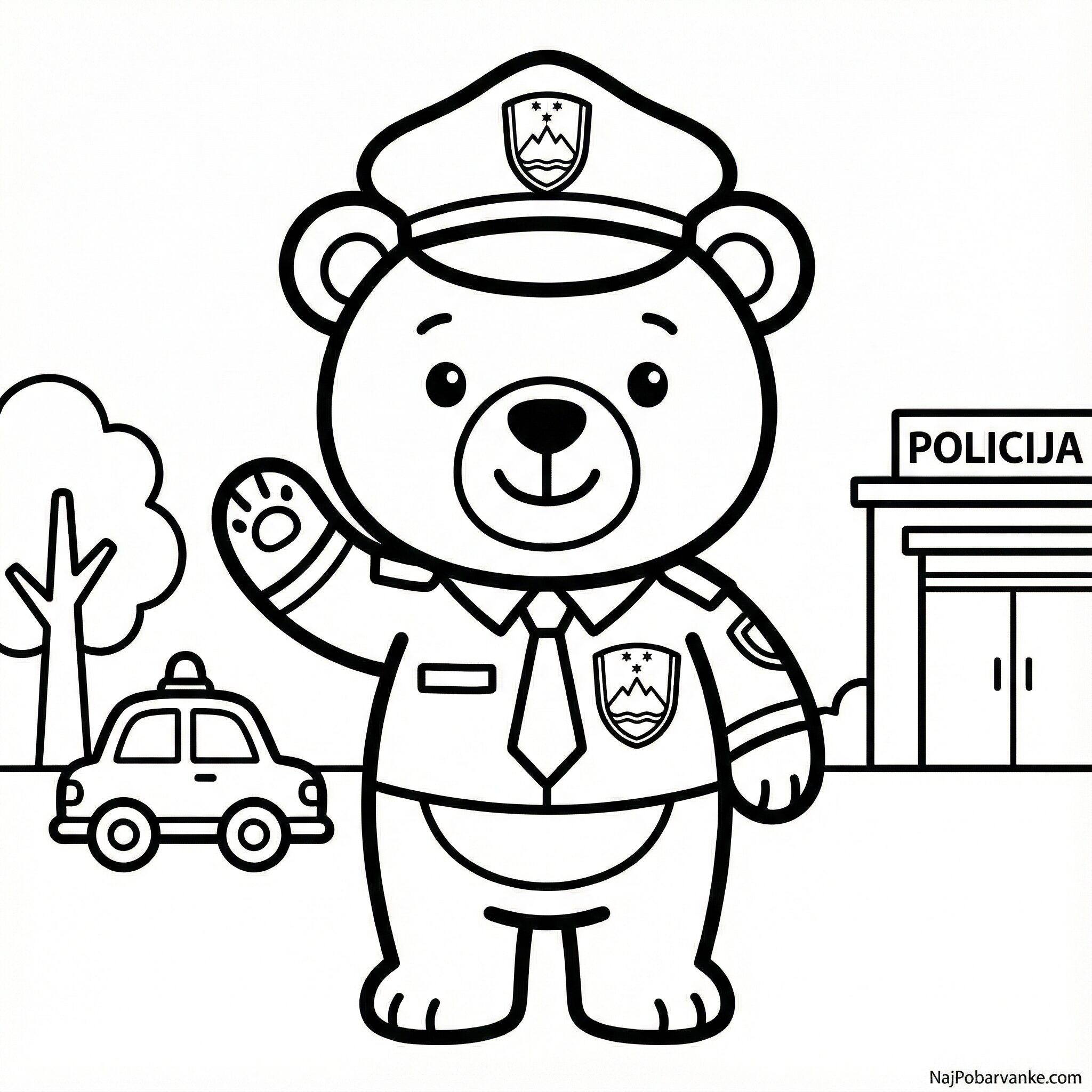 Pobarvanka Medvedek policist