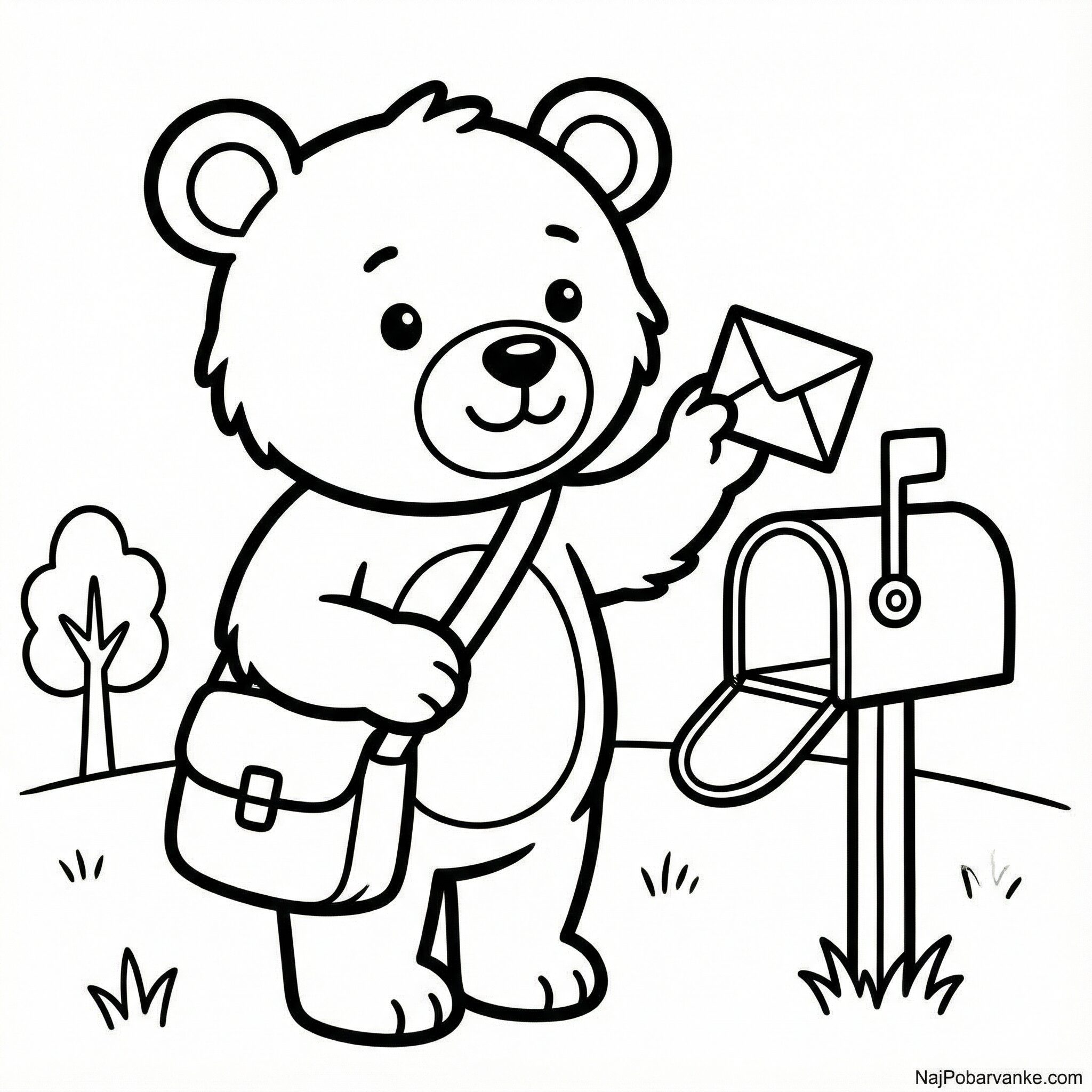 Pobarvanka Medvedek poštar