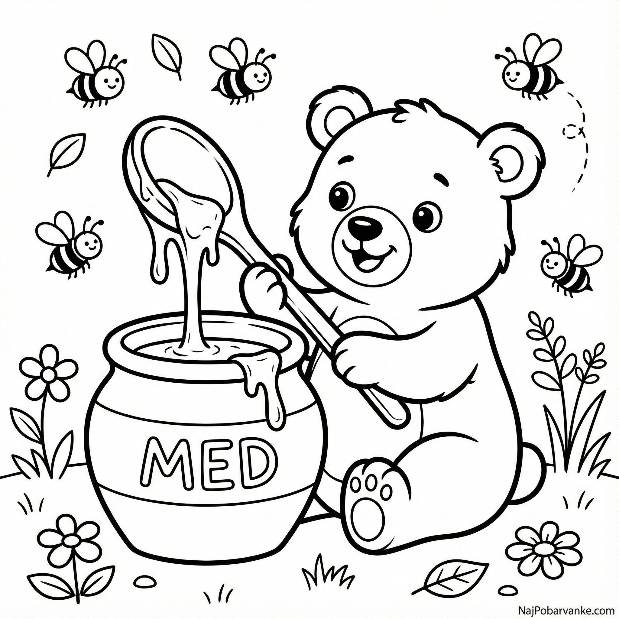 Pobarvanka Medvedek z medom
