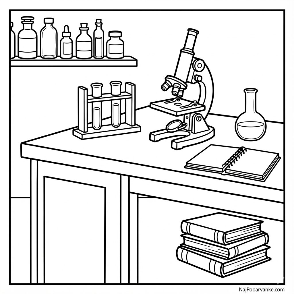 Pobarvanka Mikroskop in laboratorij