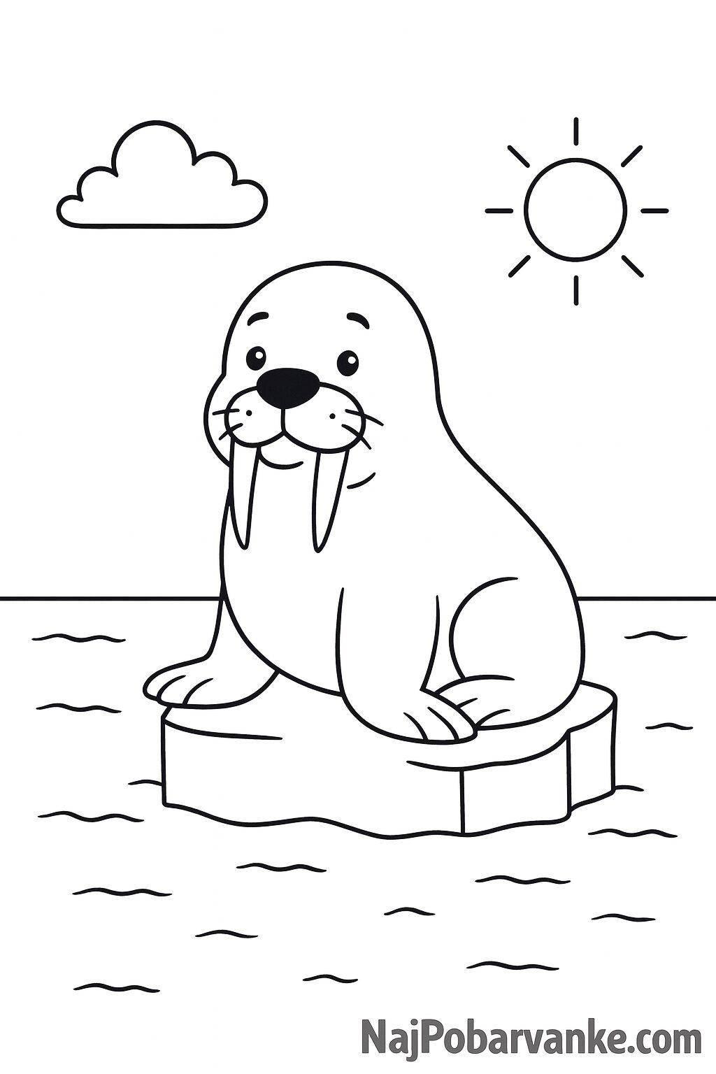 Mrož sedi na kosu ledu