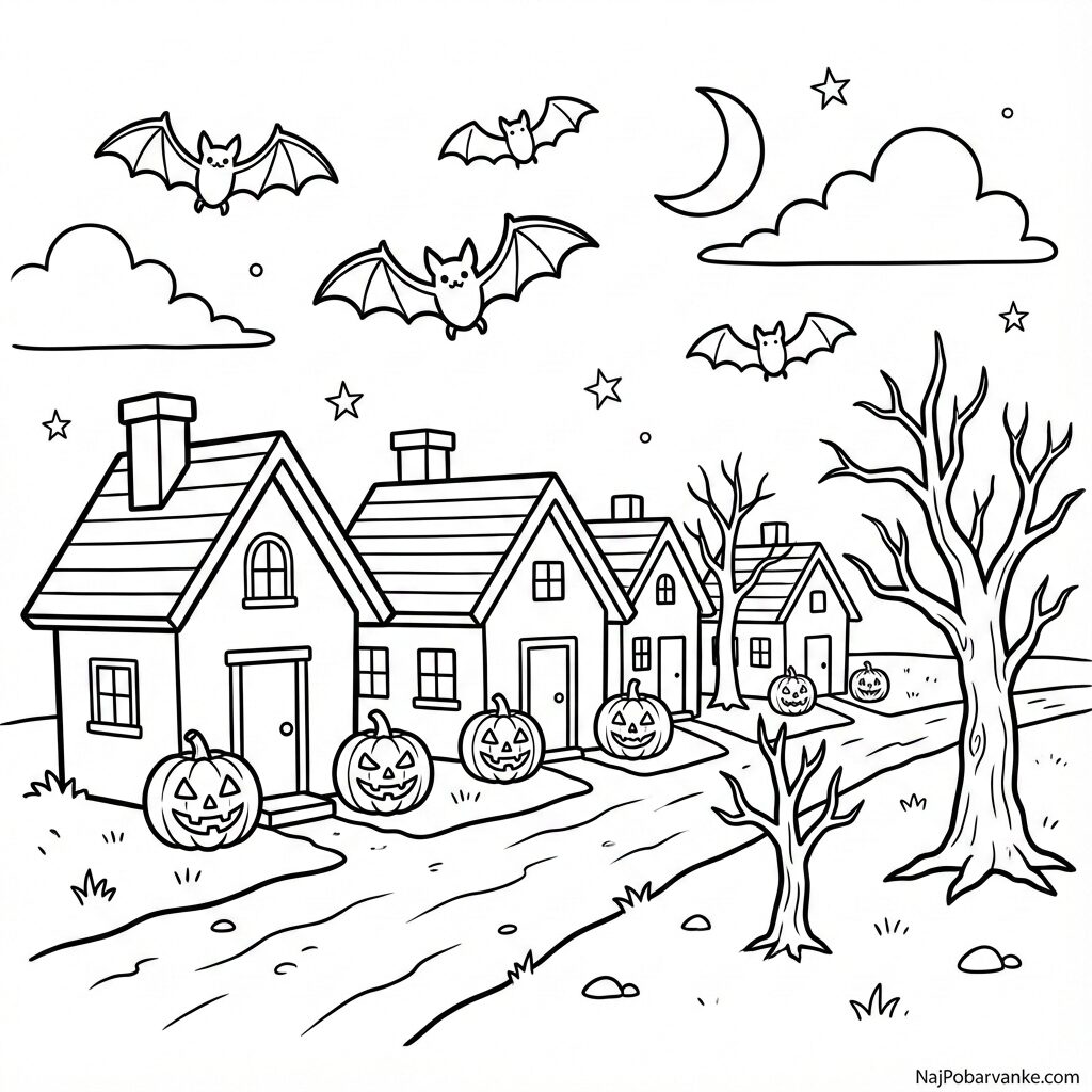 Pobarvanka Noč čarovnic v vasi