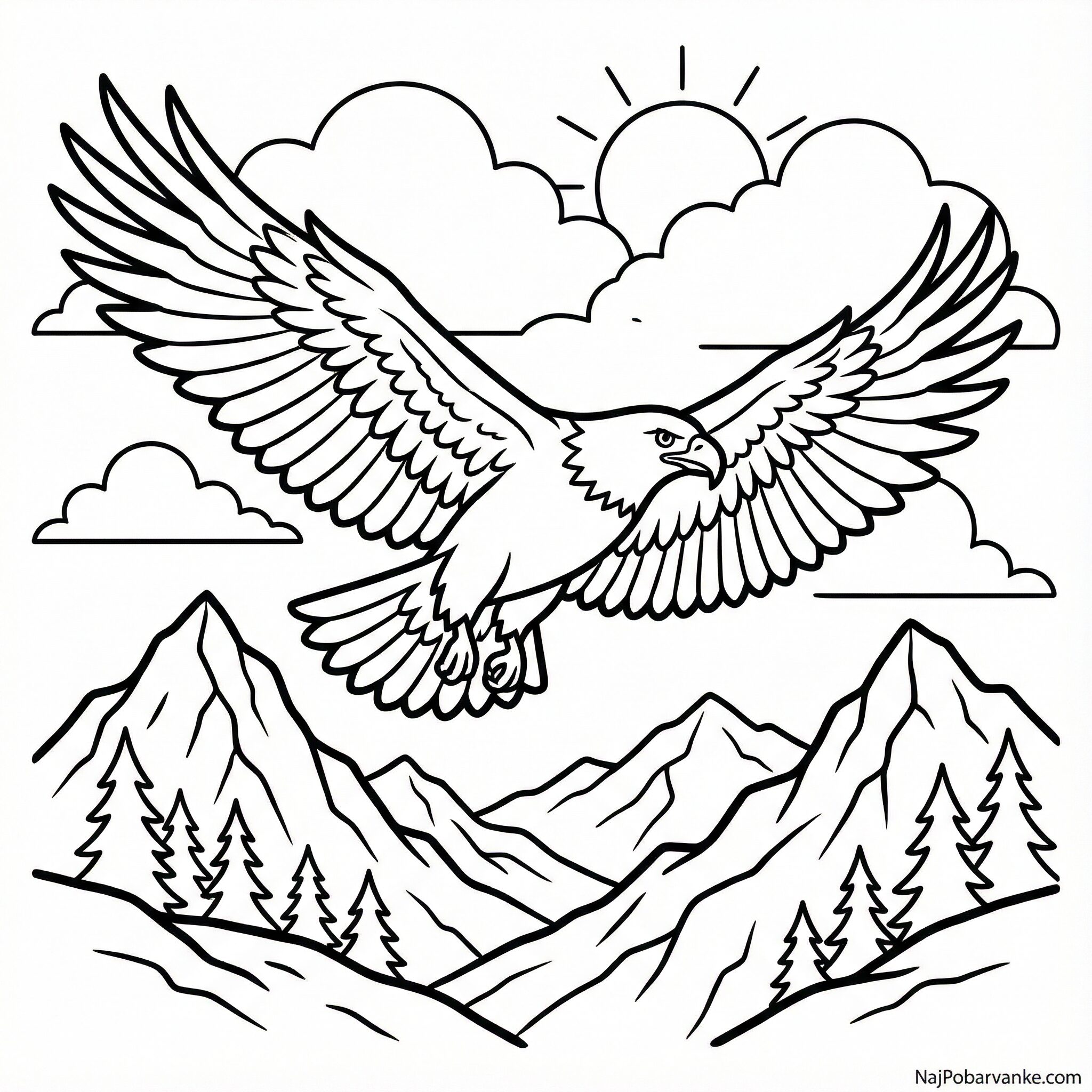 Pobarvanka Orel nad gorami