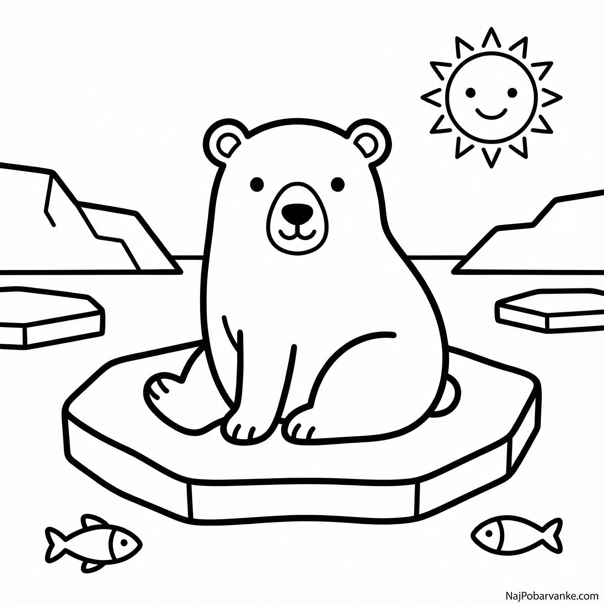 Pobarvanka Polarni medved na ledu