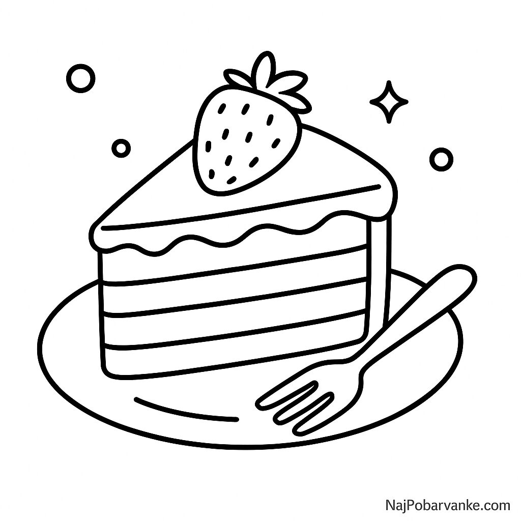 Pobarvanka Rezina torte na krožniku