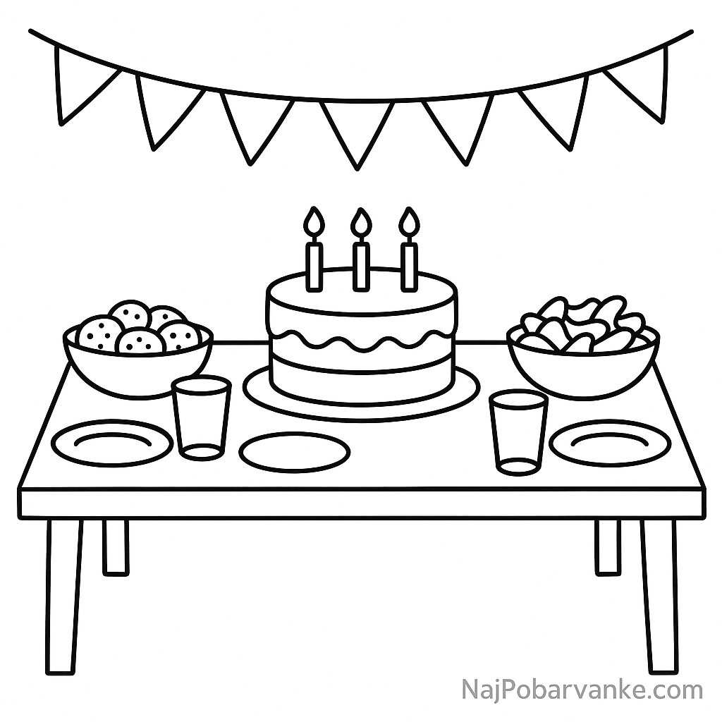 Pobarvanka Rojstnodnevna miza