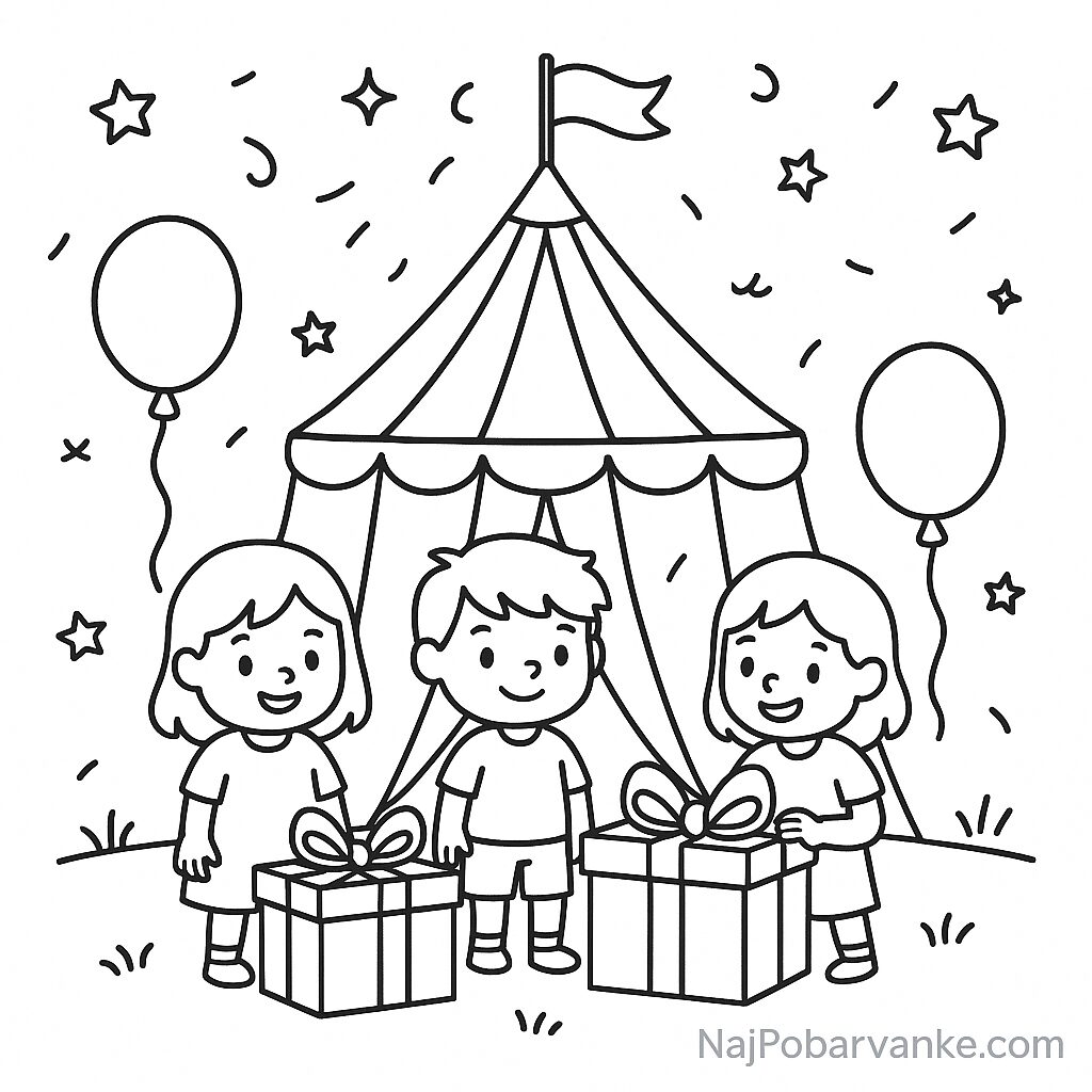 Pobarvanka Rojstnodnevni cirkus šotor