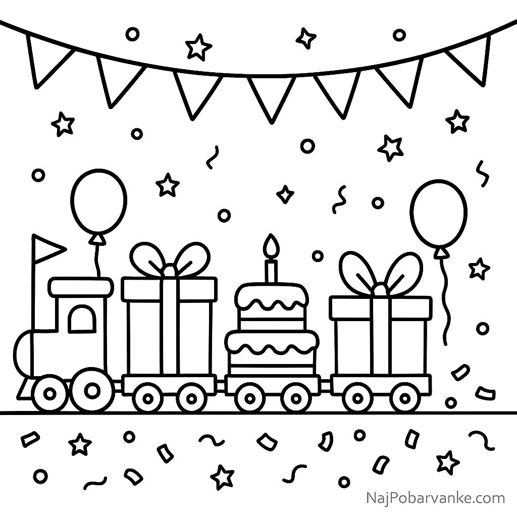 Pobarvanka Rojstnodnevni vlakec