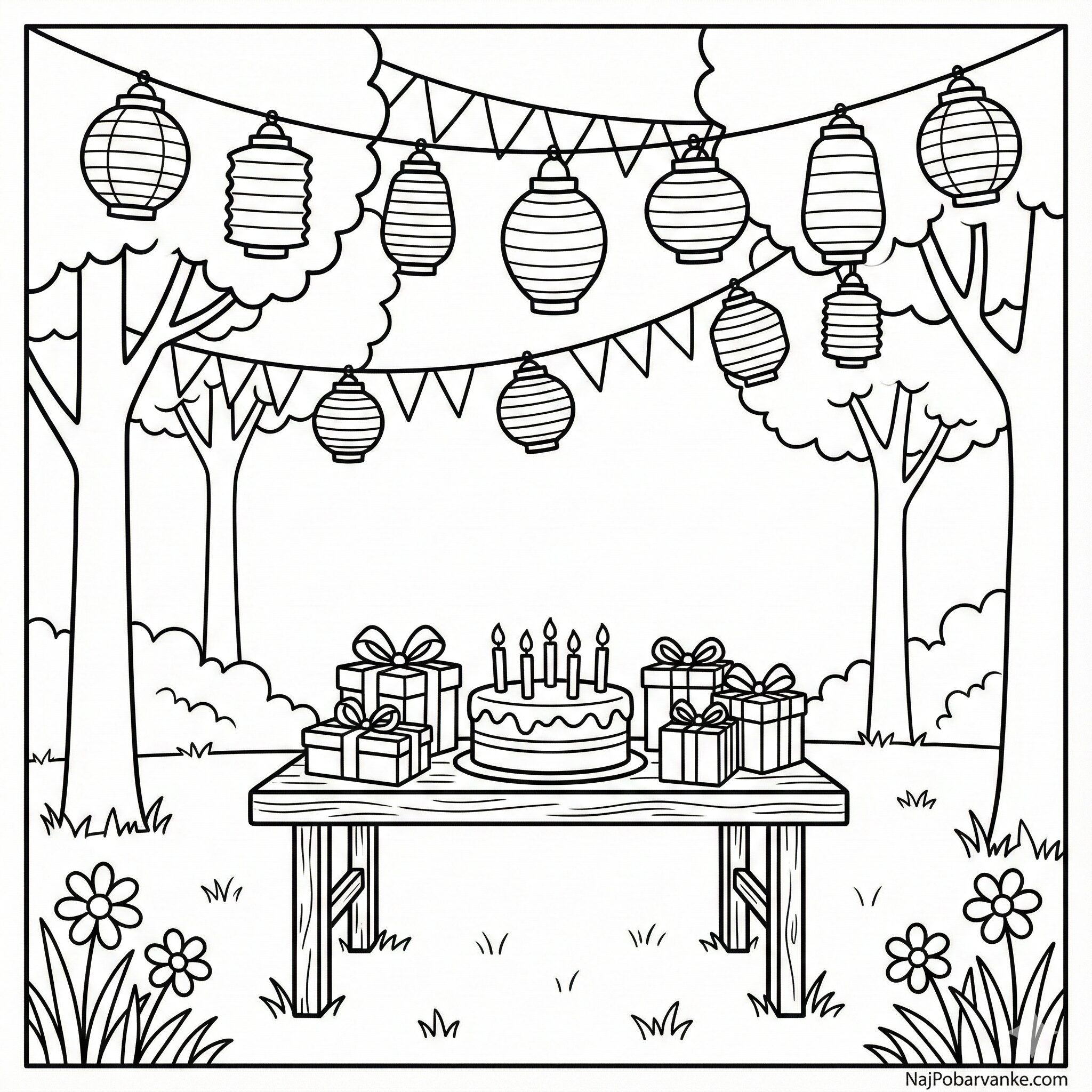 Pobarvanka vrt z lampijoni