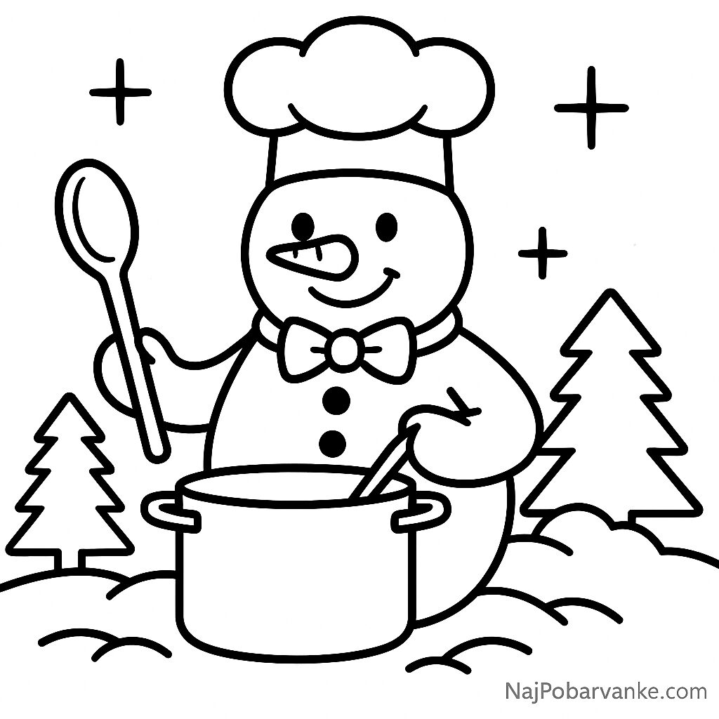 Pobarvanka Snežak kuhar