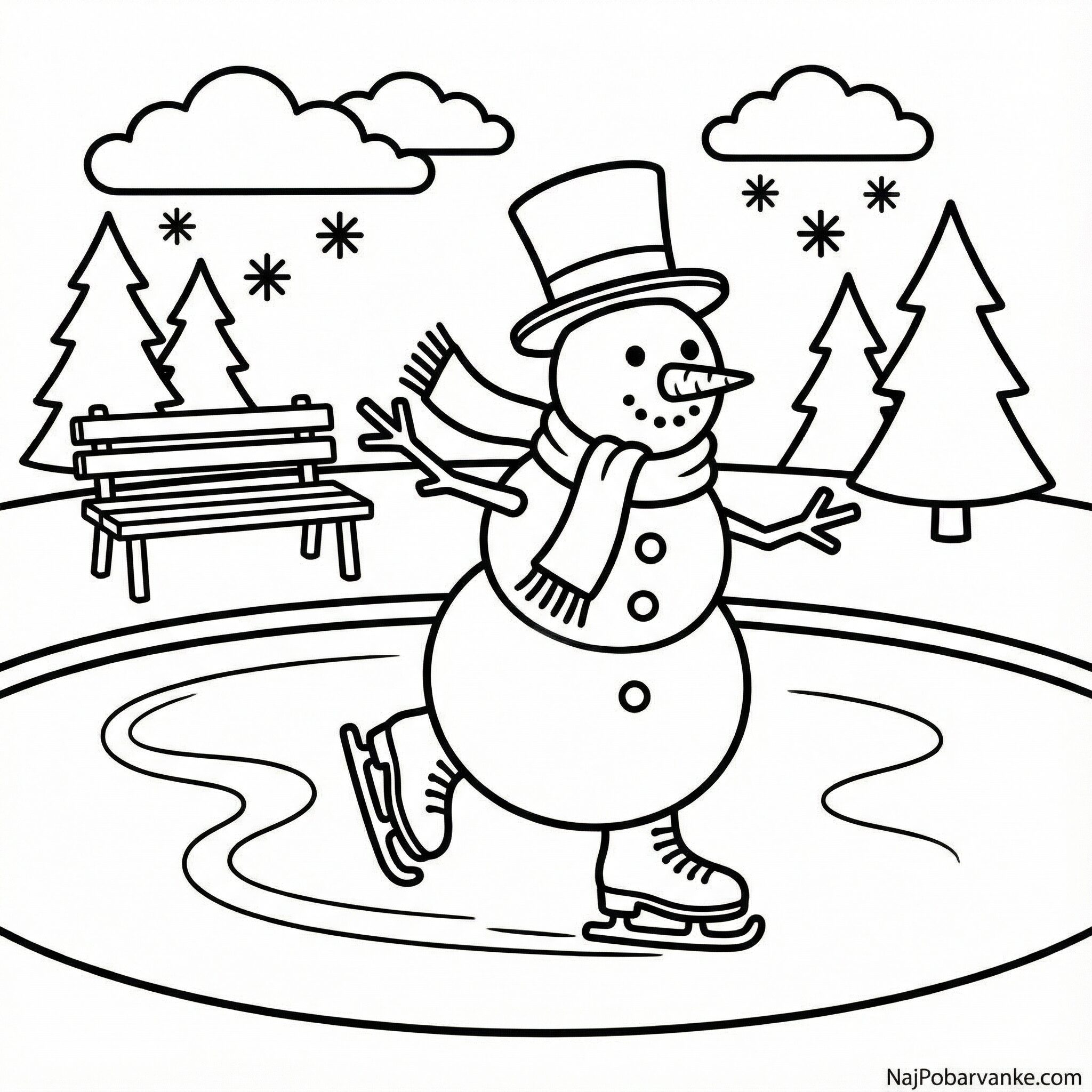 Pobarvanka Snežak na drsališču