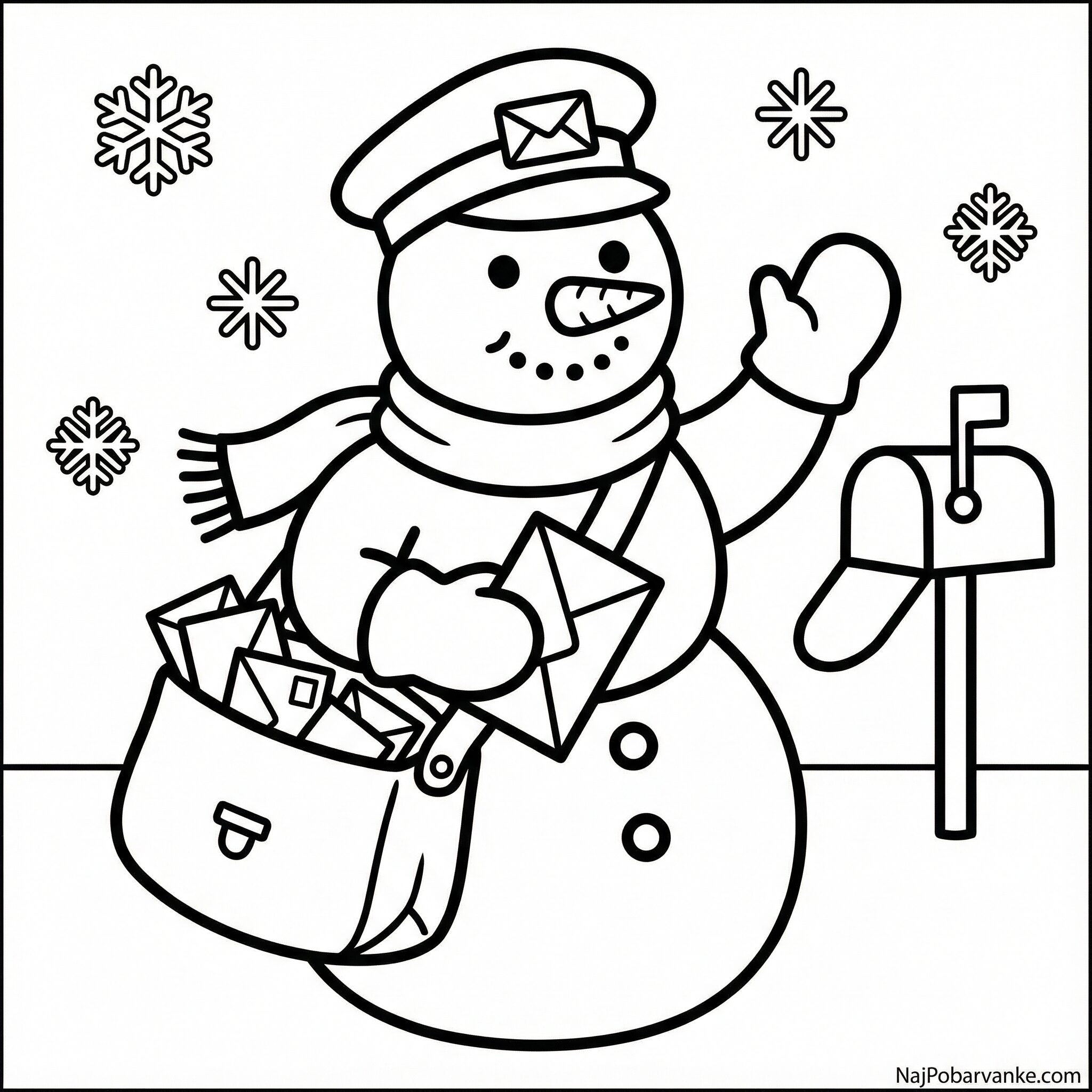 Pobarvanka Snežak poštar