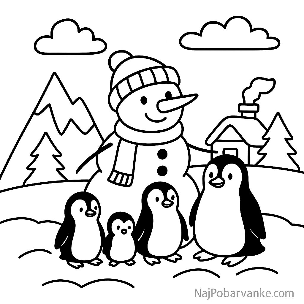 Pobarvanka Snežak na Antarktiki  src=