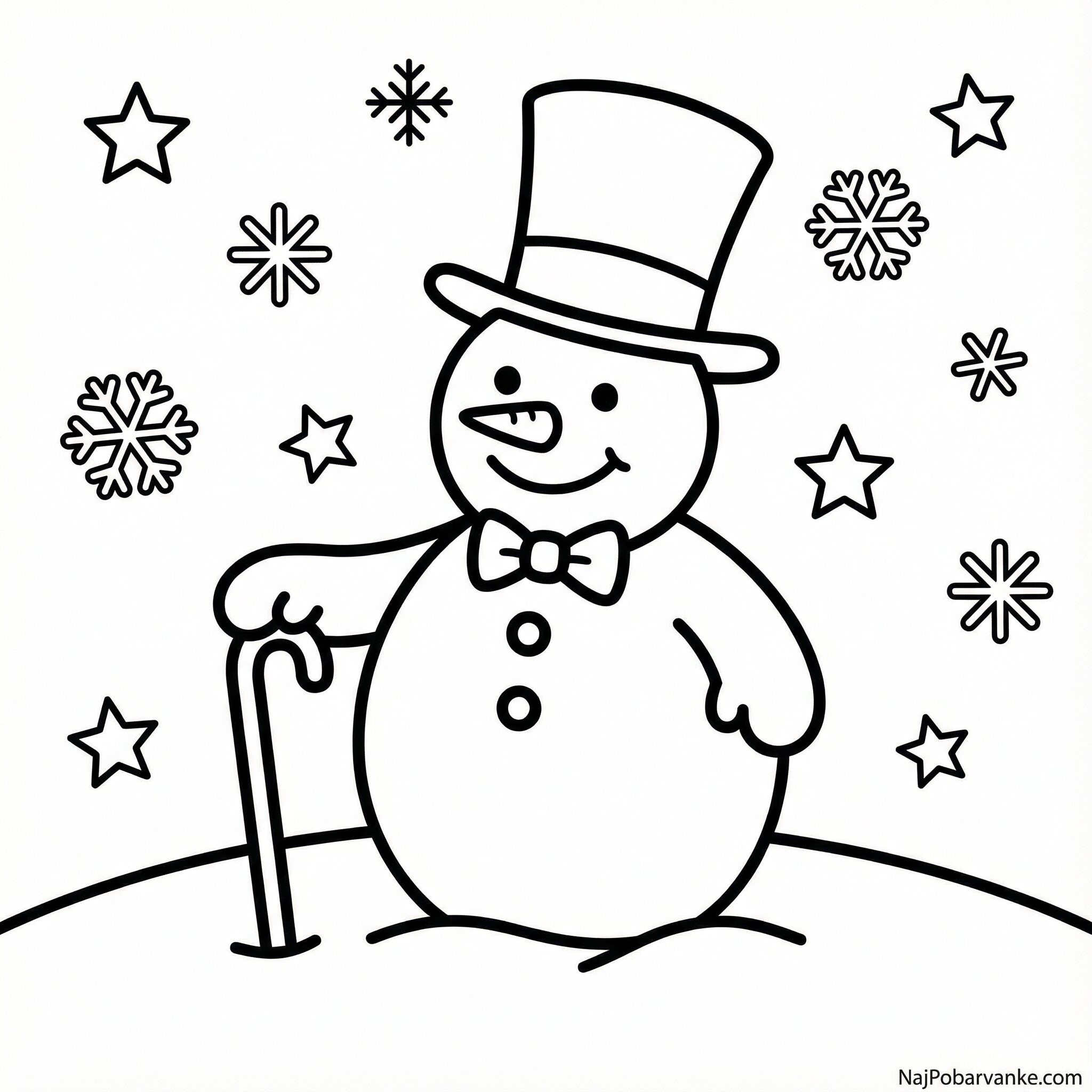 Pobarvanka Snežak z visokim cilindrom