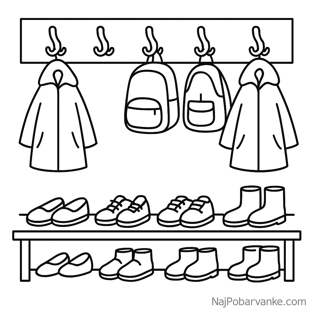 Pobarvanka Šolska garderoba