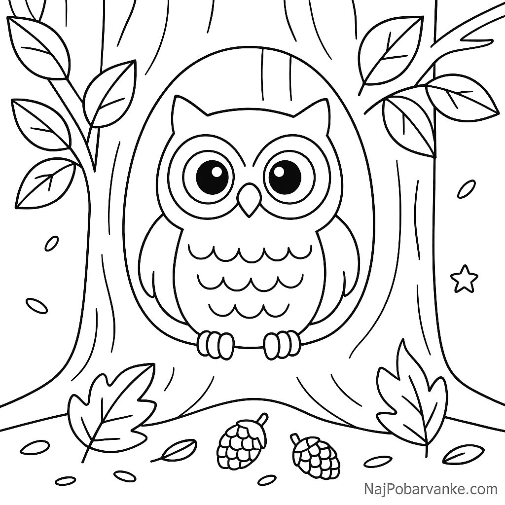 Pobarvanka Sova na drevesu