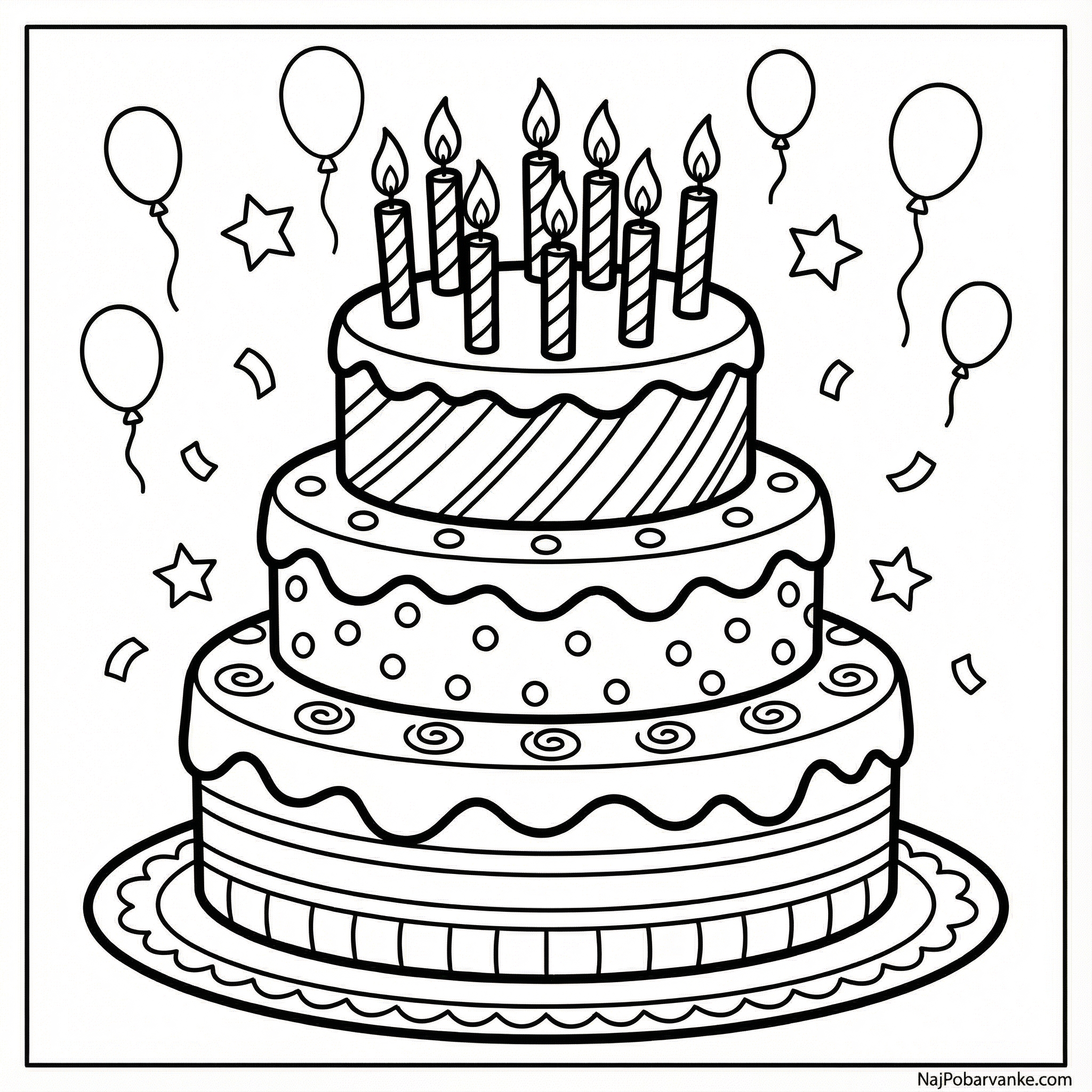 Pobarvanka Torta s svečkami