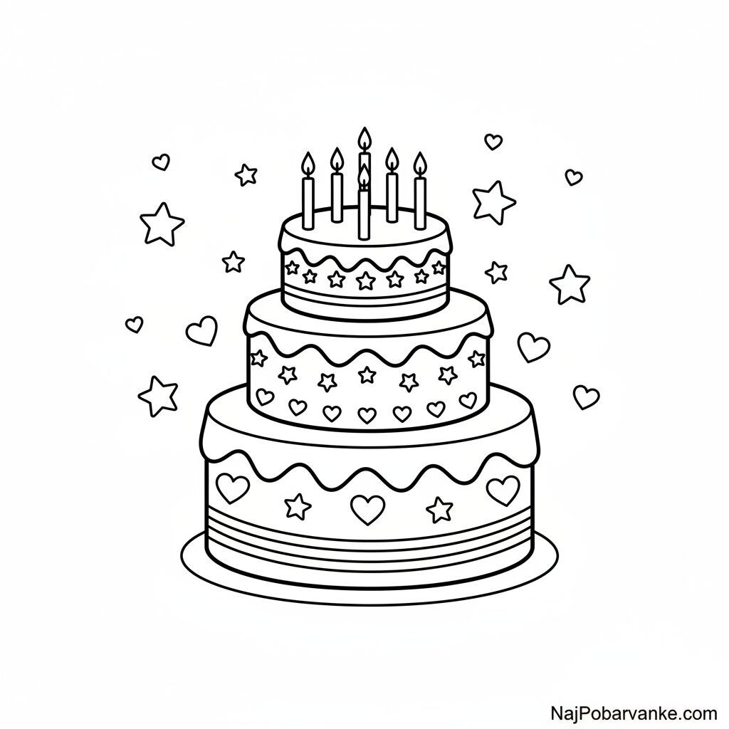 Pobarvanka rojstnodnevna torta