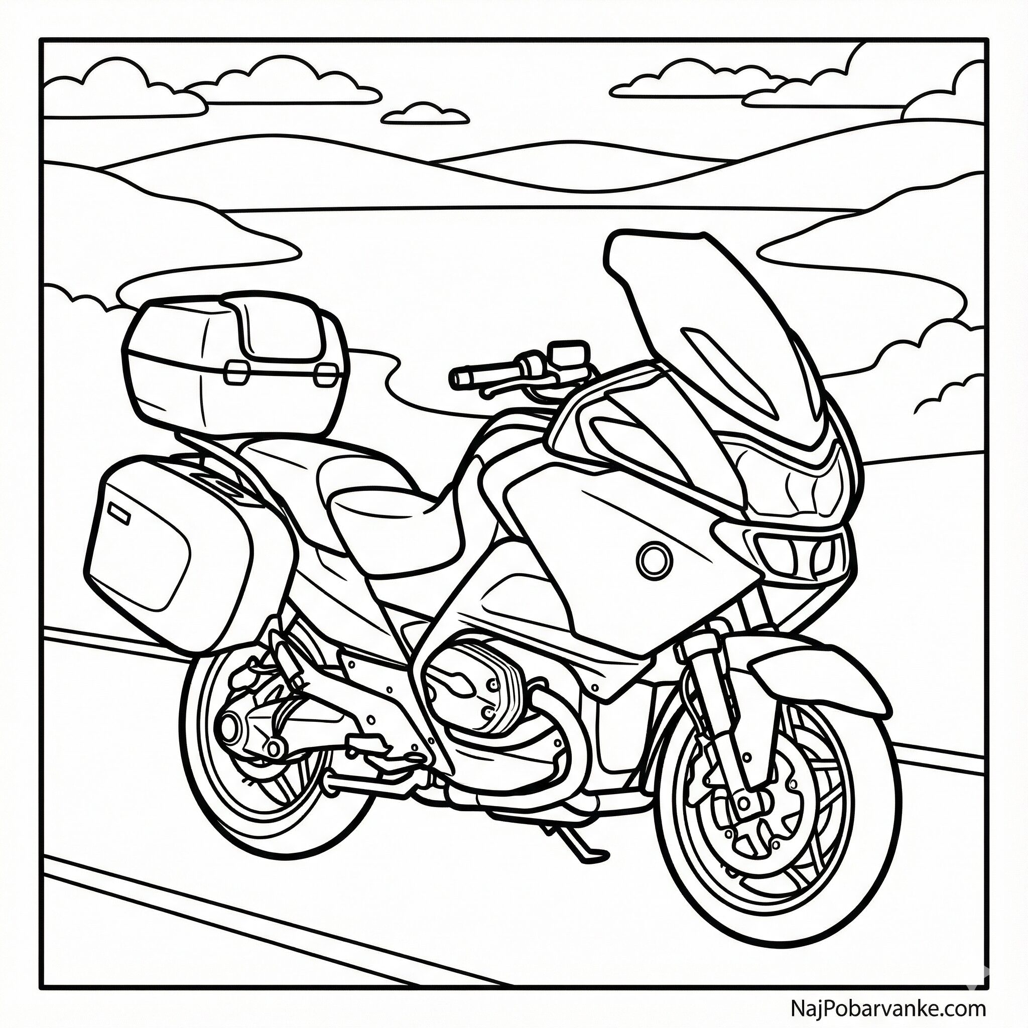 Pobarvanka Touring motor z kovčki