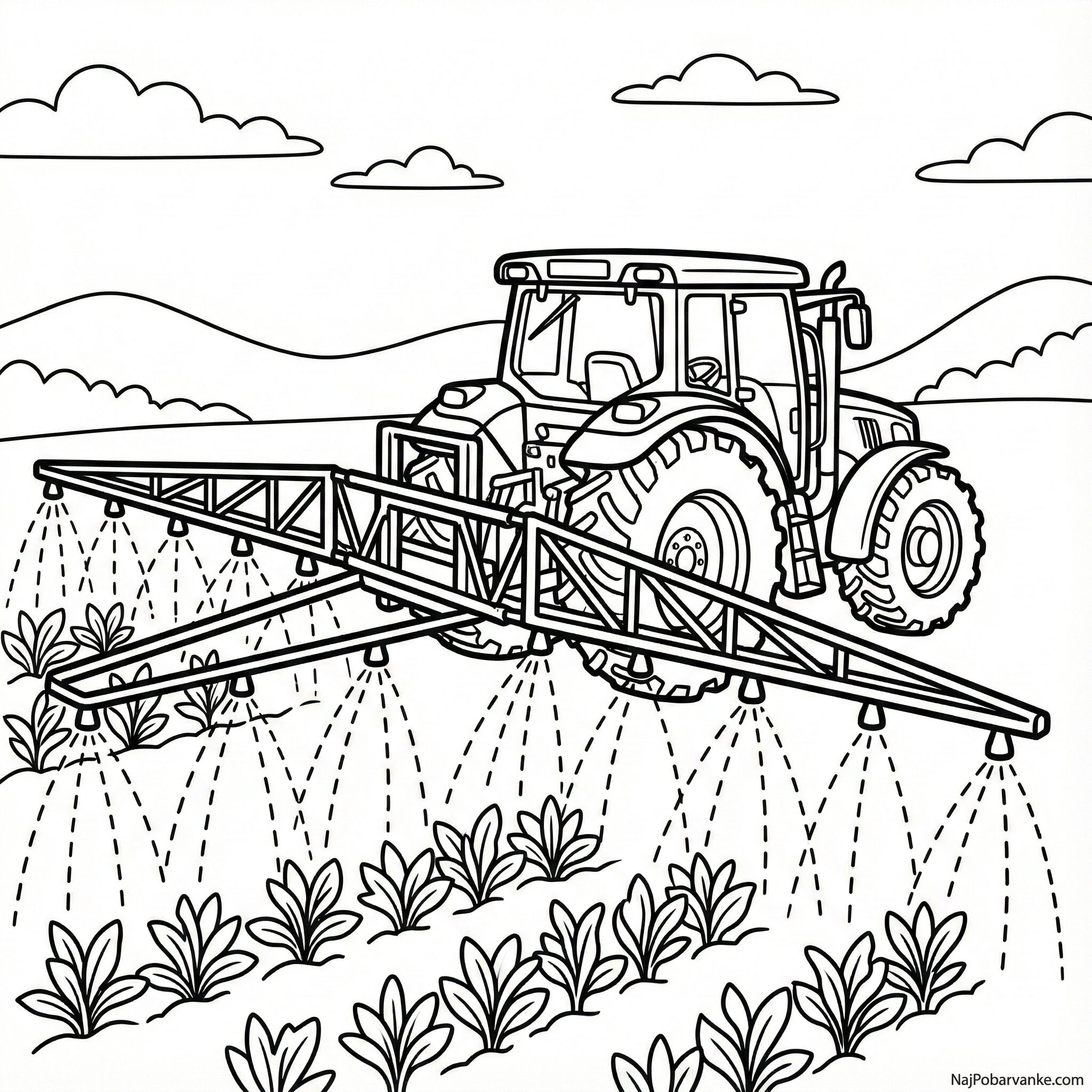 Pobarvanka Traktor s škropilnico