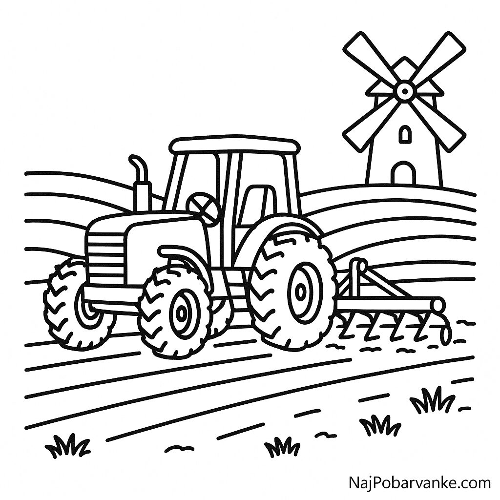 Pobarvanka Traktor z brano