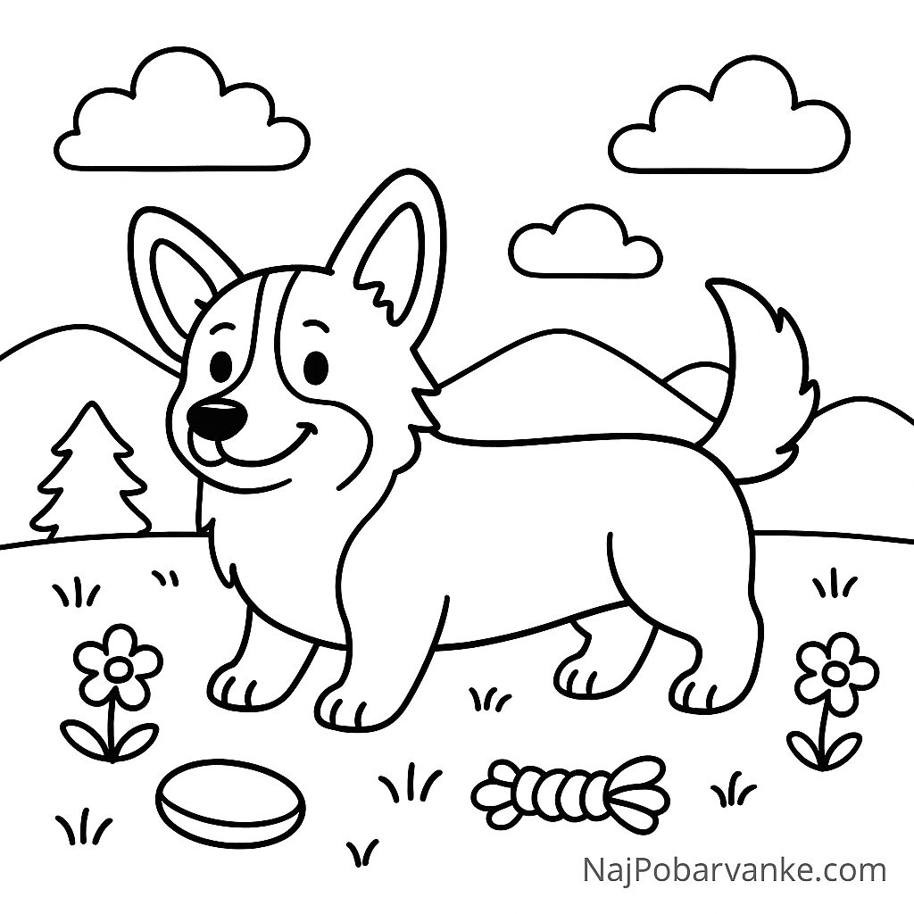 Pobarvanka Welsh corgi