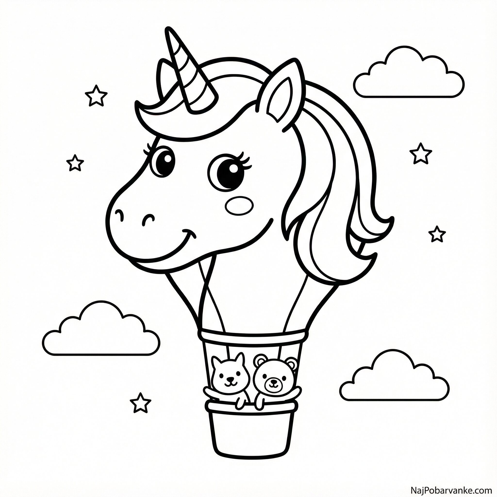 Pobarvanka Balon v obliki samoroga