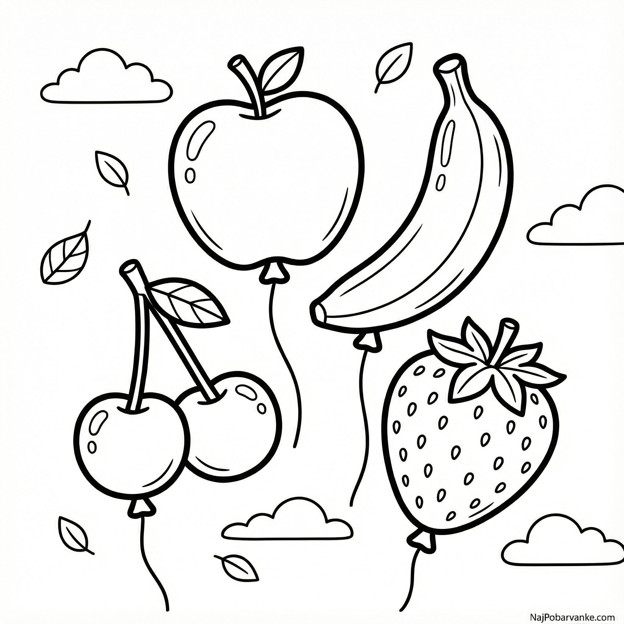 Pobarvanka Baloni v obliki sadja