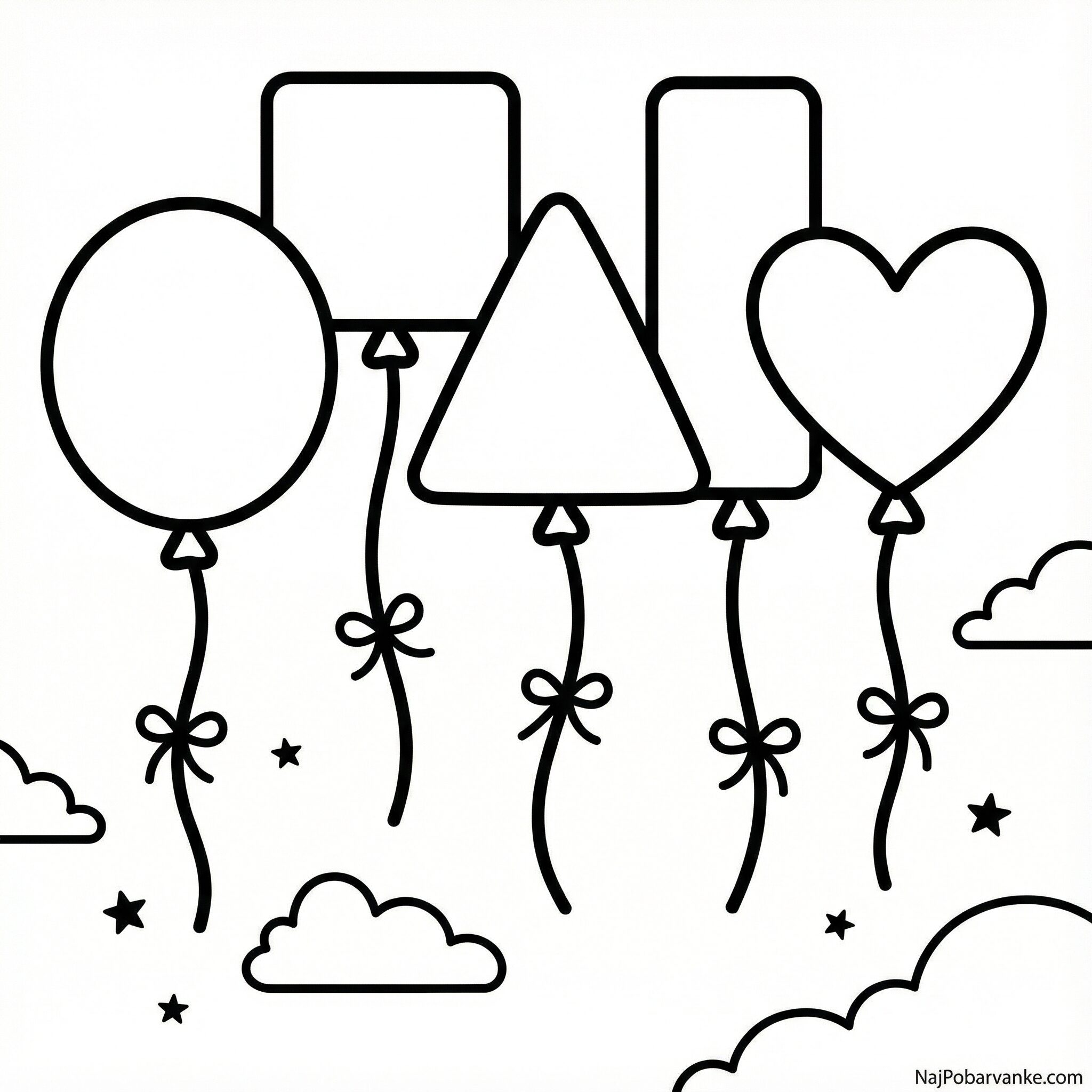 Pobarvanka Baloni z osnovnimi oblikami