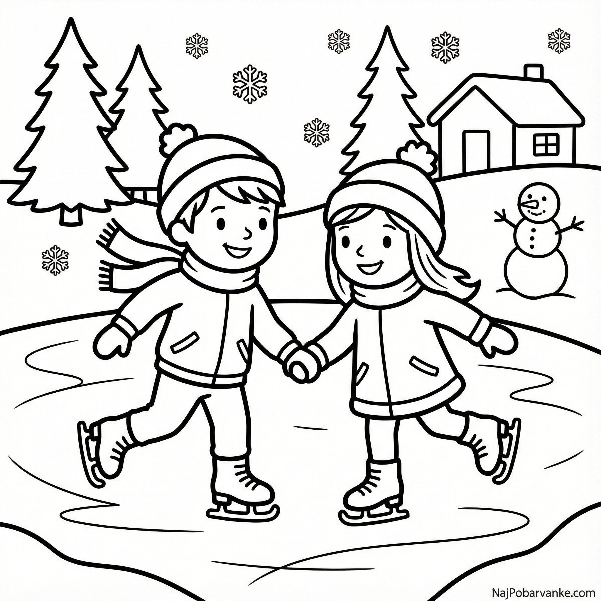 Pobarvanka Drsanje na zamrznjenem jezeru