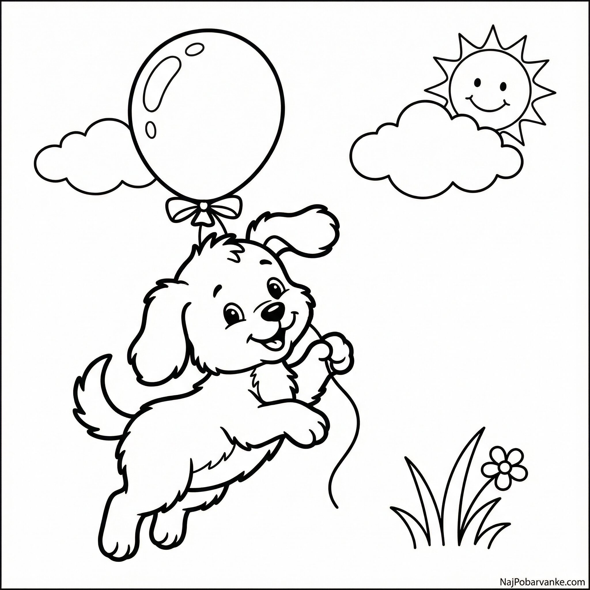 Pobarvanka Kužek in balon