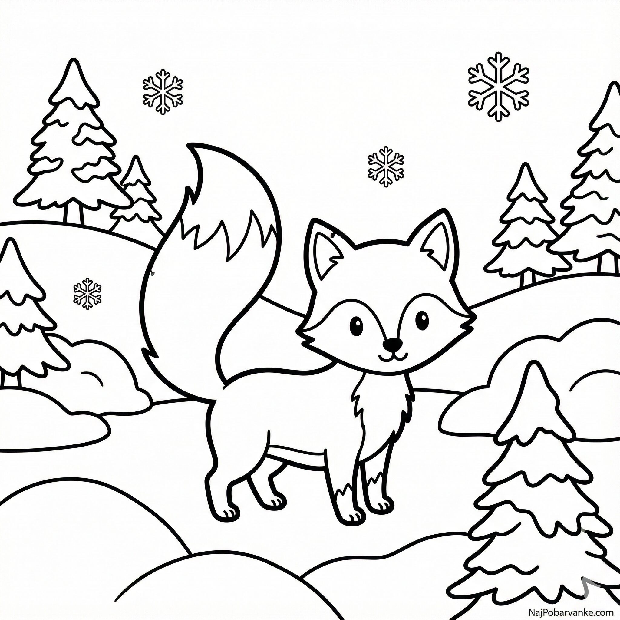 Pobarvanka Lisička v snegu